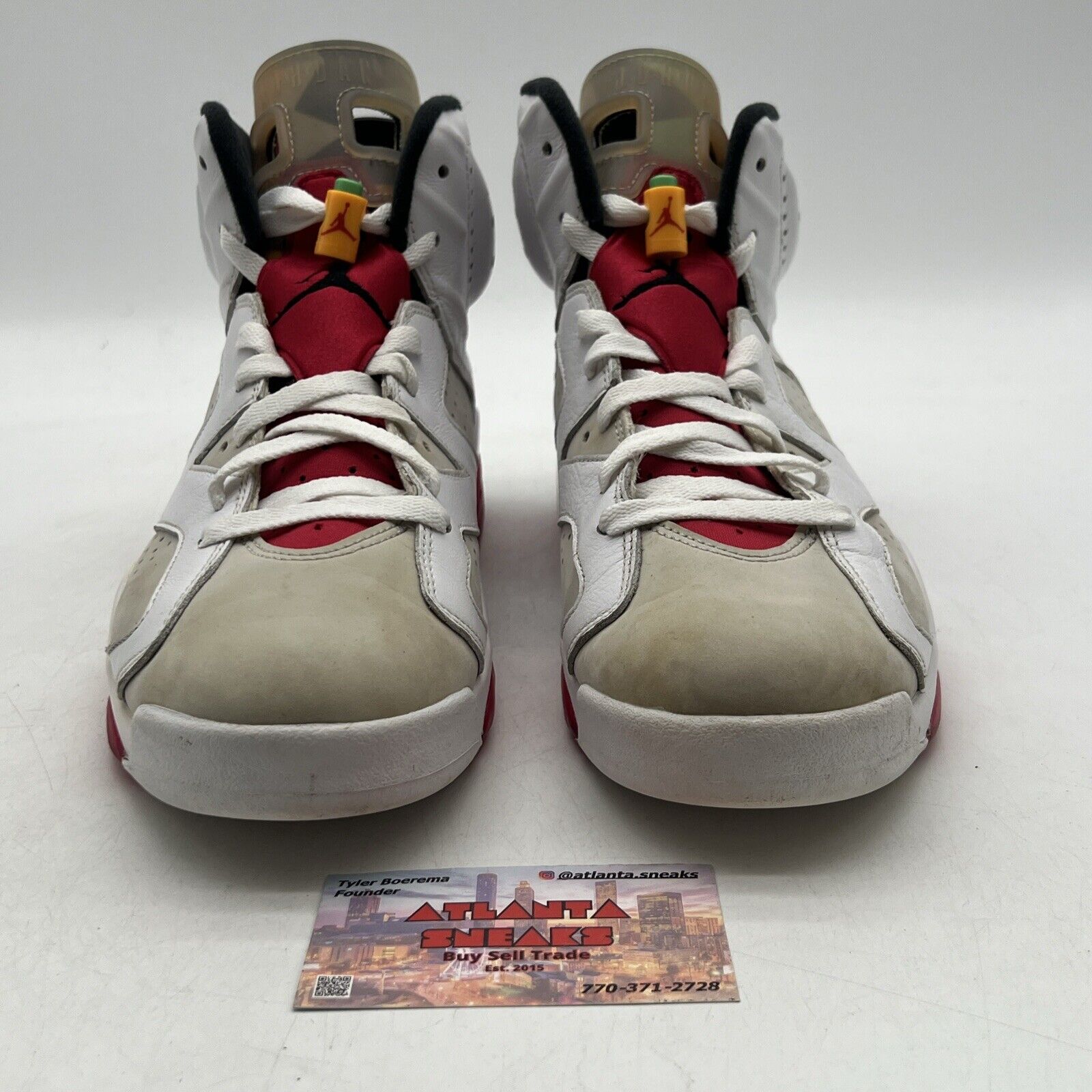 Size 9.5 - Air Jordan 6 Retro Hare White Grey Suede Red Leather (CT8529-062)