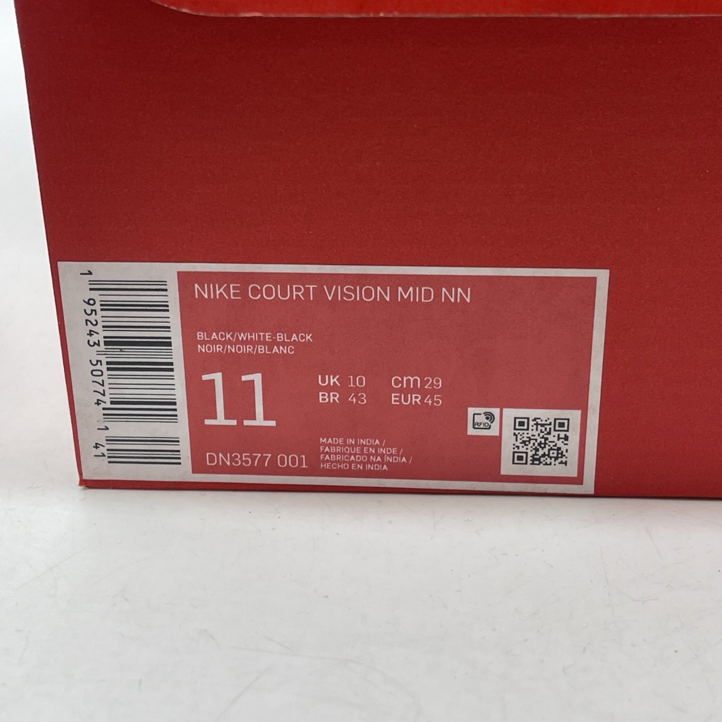 Size 11 - Nike Court Vision Next Nature Mid Black White Leather (DN3577-001)
