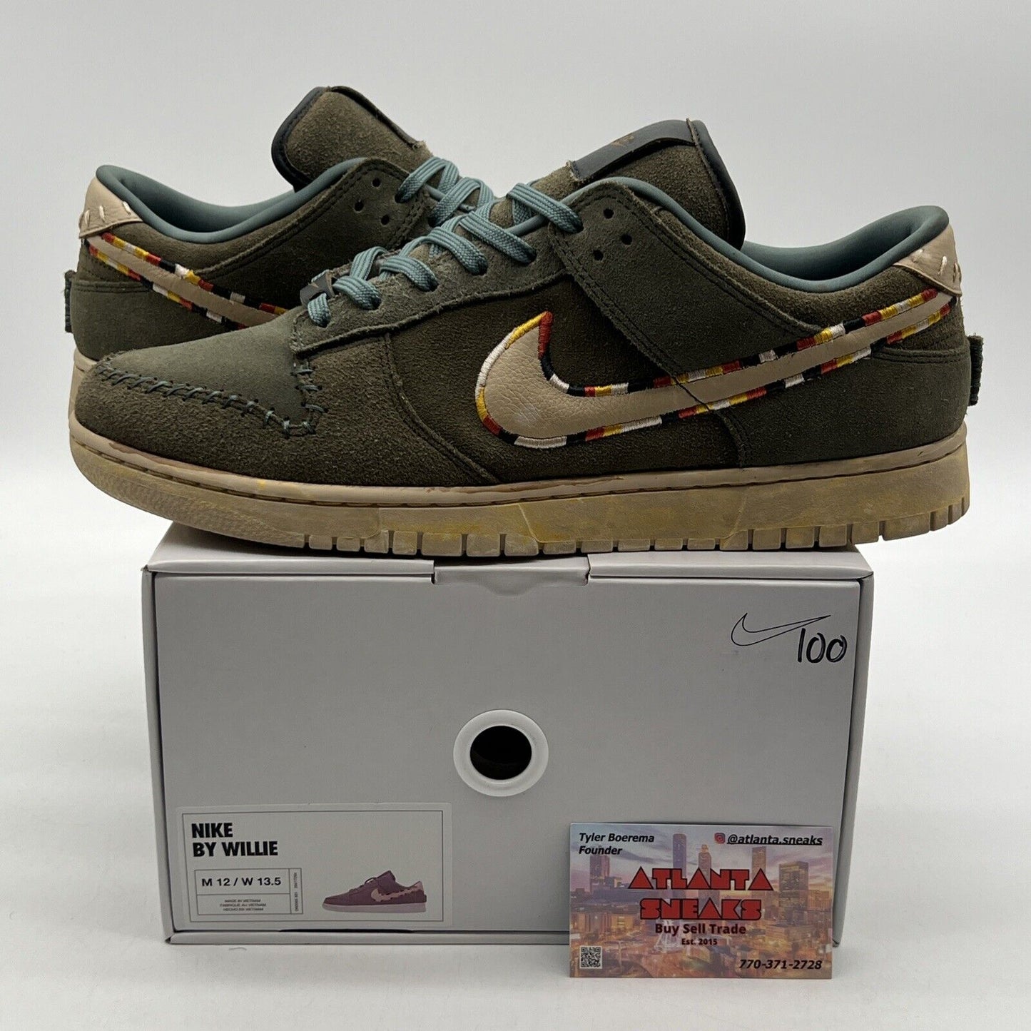 Size 12-Nike Dunk Low N7 ID By You Lauren Schad Mens Olive Multicolor DN2065-991