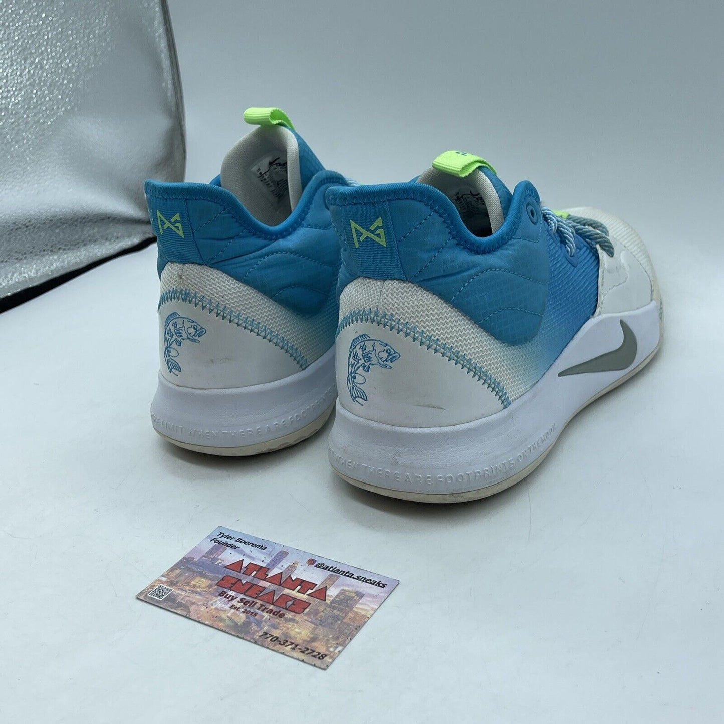 Size 9 - Nike PG 3 Lure White Blue Silver Green Suede (AO2607-005)