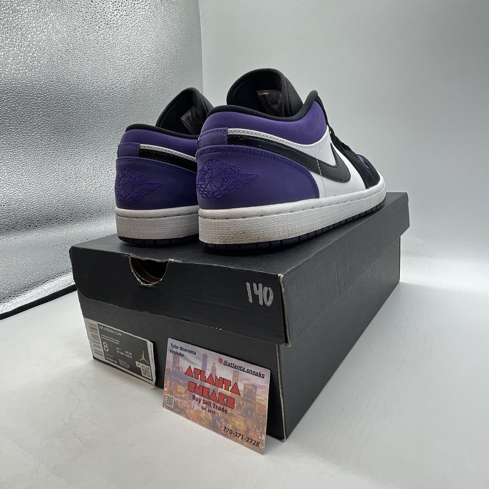 Size 8 - Air Jordan 1 Low Court Purple White Black Suede Leather (553558-125)