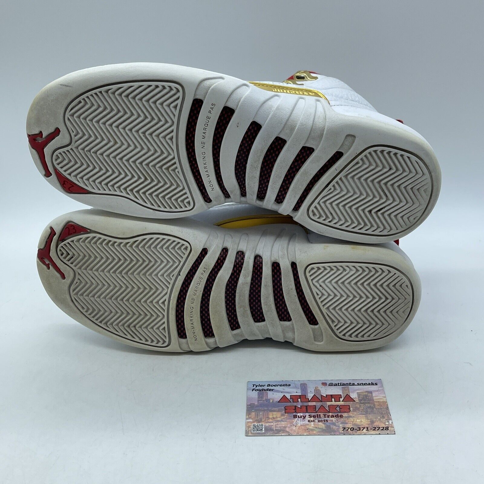 Size 7Y - Nike Air Jordan 12 XII Retro FIBA Gold Red White Leather  (153265-107)