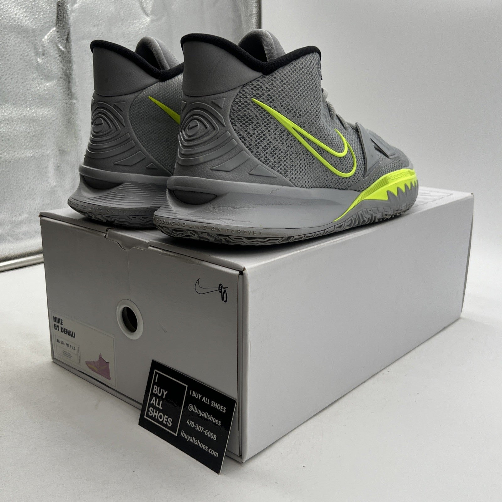 Size 10 - Nike By You Kyrie 7 Grey, Highlighter Green (DA7567-991)