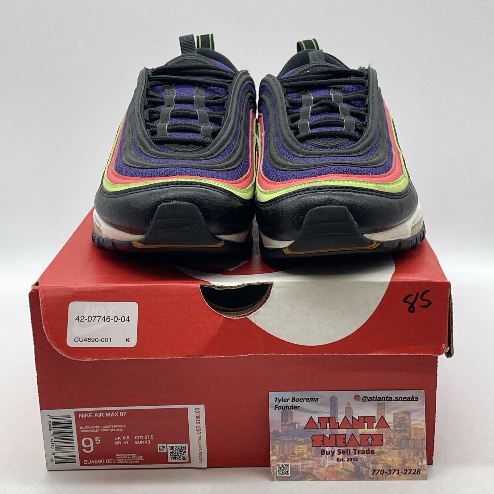 Size 9.5 - Nike Air Max 97 Joker White Black Pink Purple Green (CU4890-001)