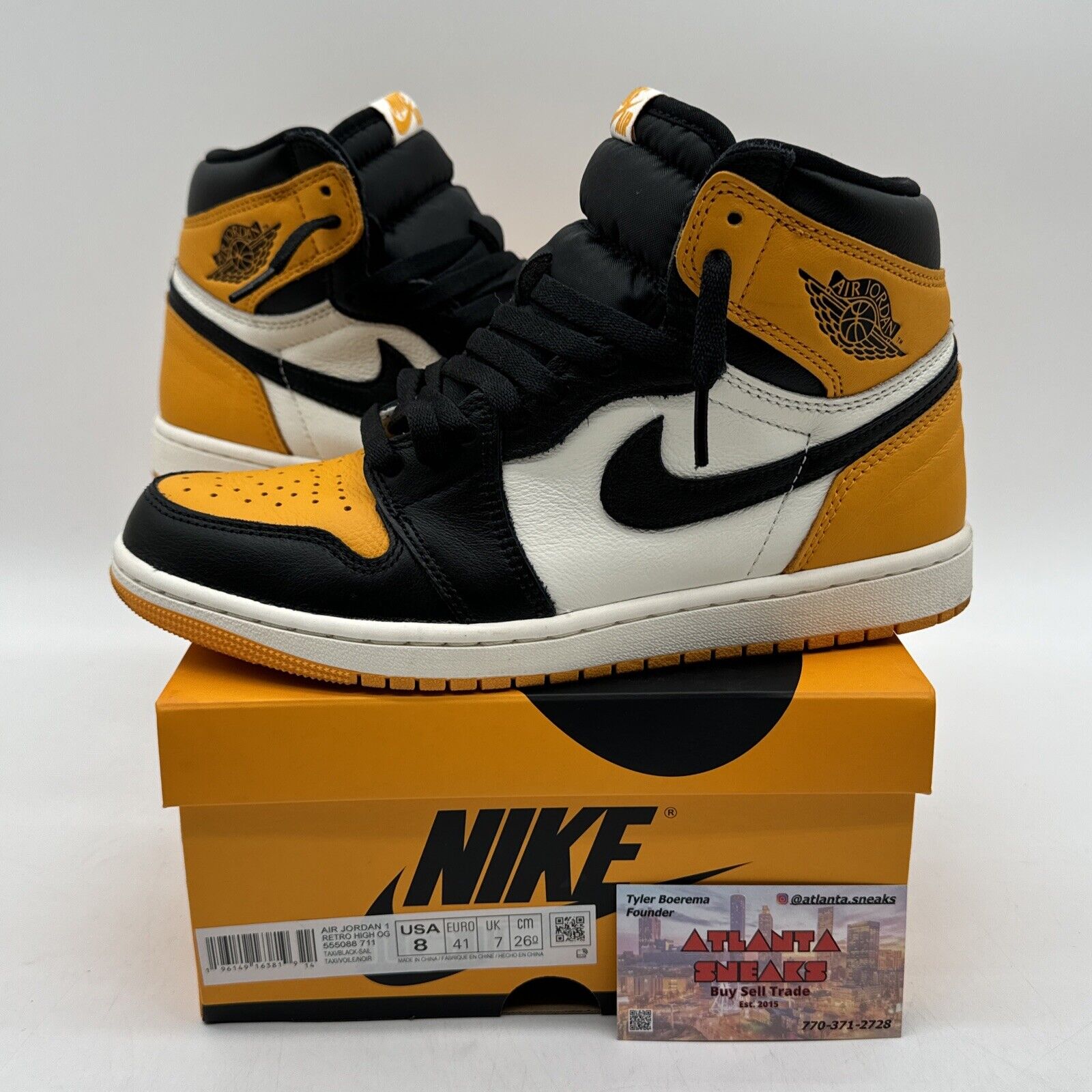 Jordan 1 Retro High OG 'Yellow Toe' Size 8 555088-711 Leather Yellow Toe