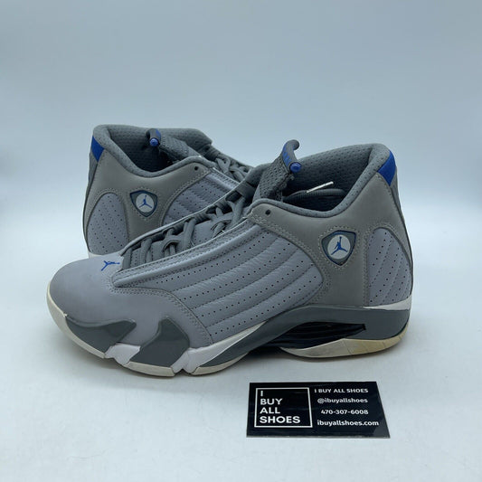 Size 9 - Air Jordan 14 Retro Wolf Grey White Blue Suede Leather (487471-004)