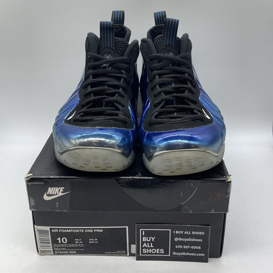 Size 10 - Nike Air Foamposite One PRM Blue Mirror Black Suede (575420-008)