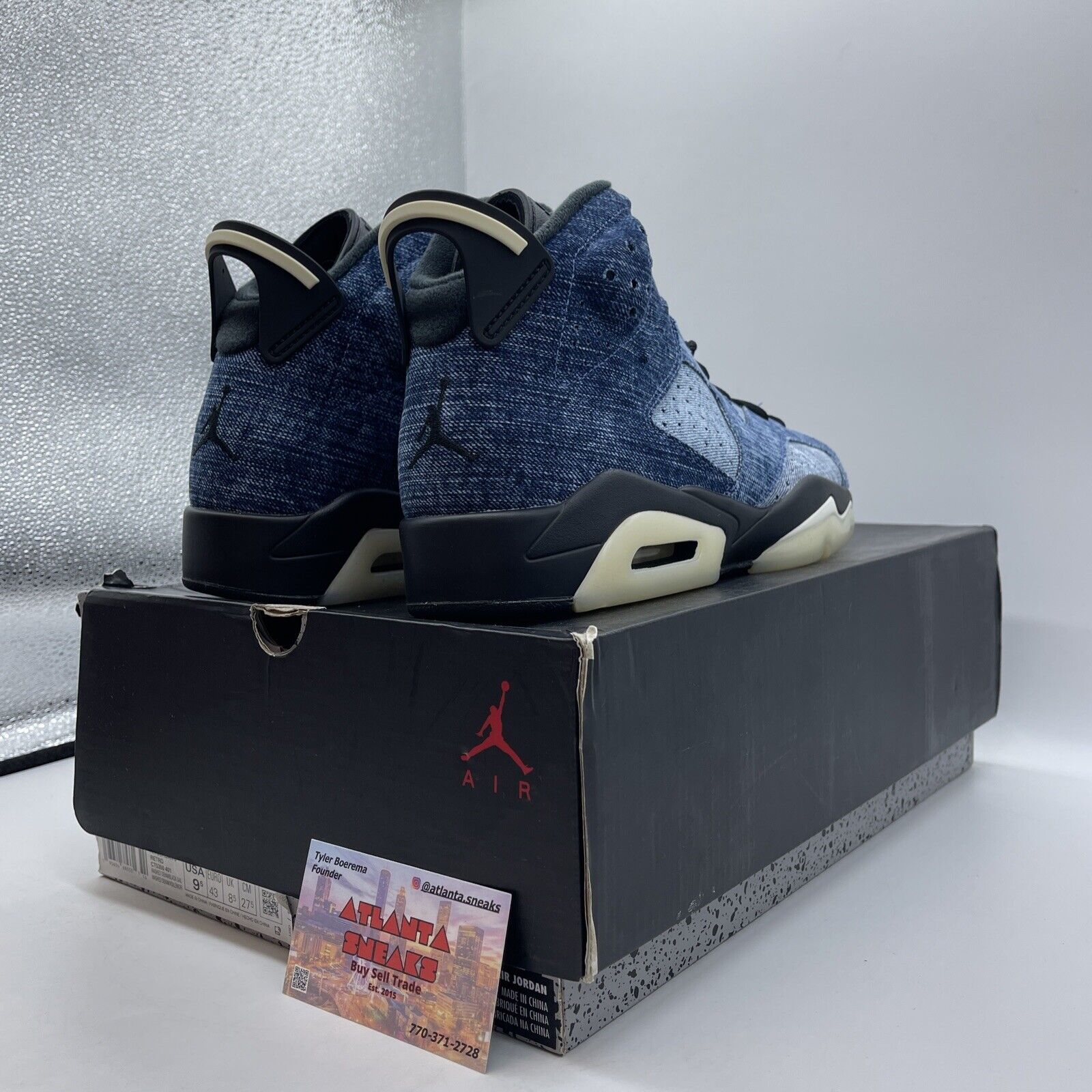 Size 9.5 - Air Jordan 6 Retro Washed Denim Blue Red Brown White (CT5350-401)