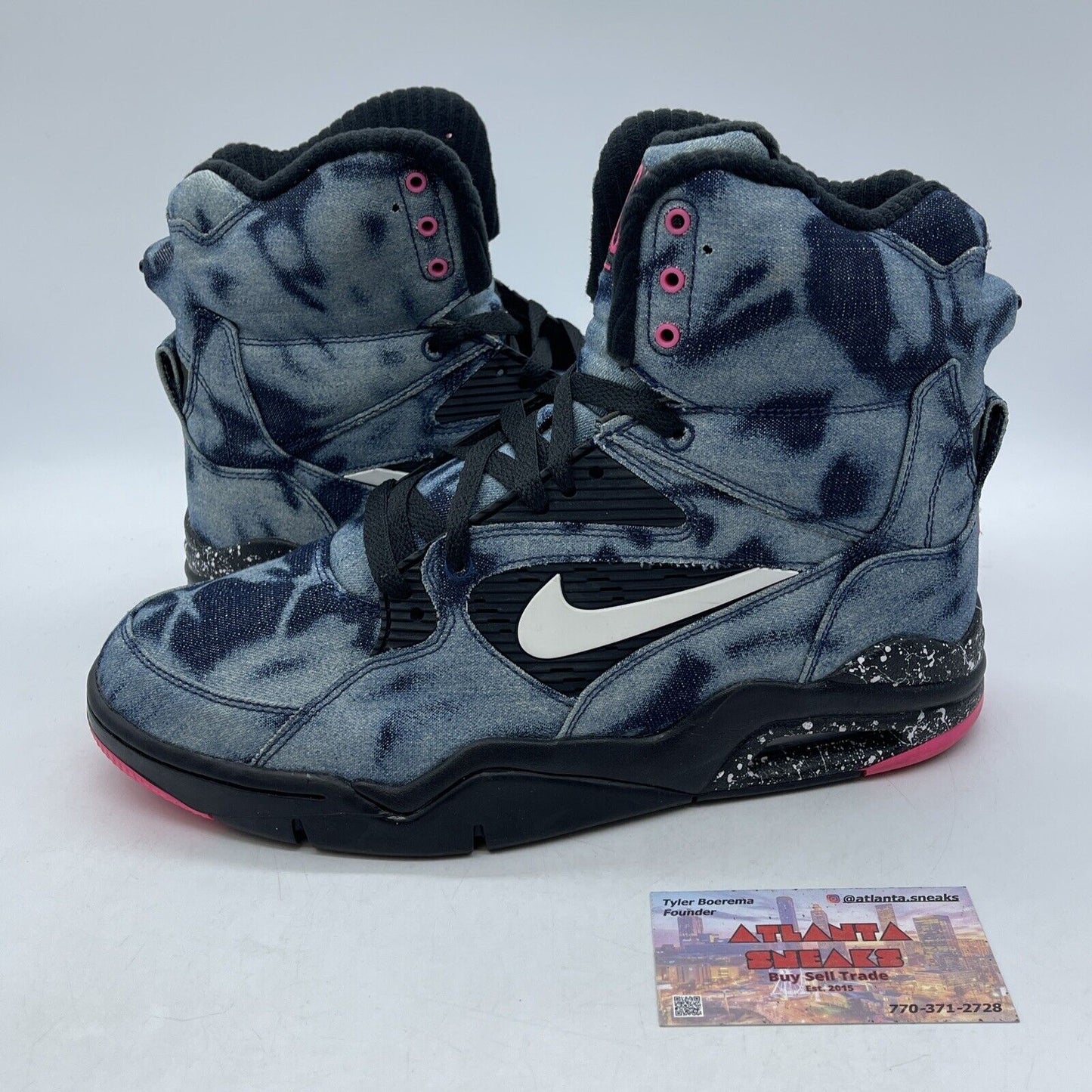 Size 9.5 - Nike Air Command Force Bleached Denim Black White Suede (684715-002)