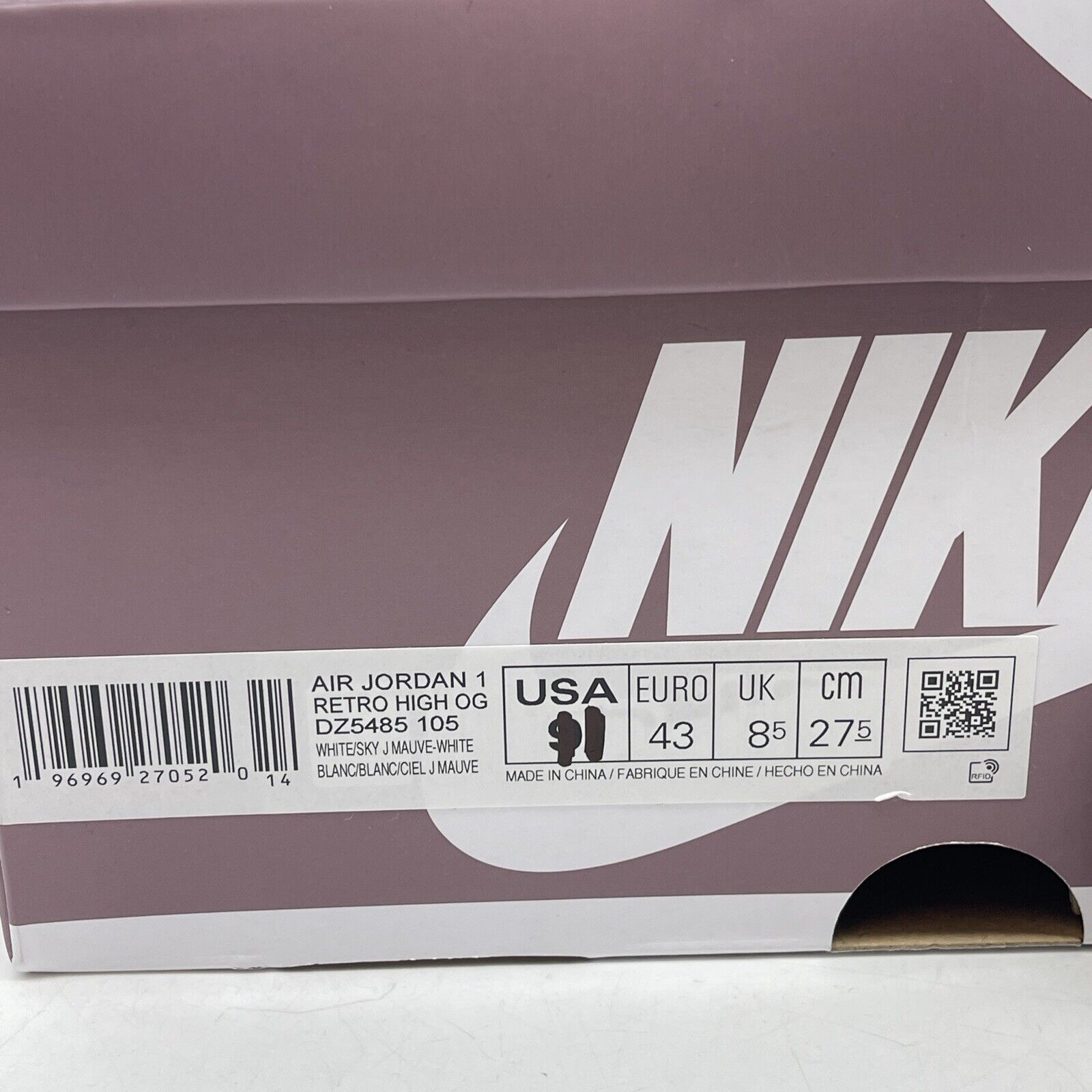 Size 11 - Air Jordan 1 Retro OG High Mauve Purple White Leather (DZ5485-105)