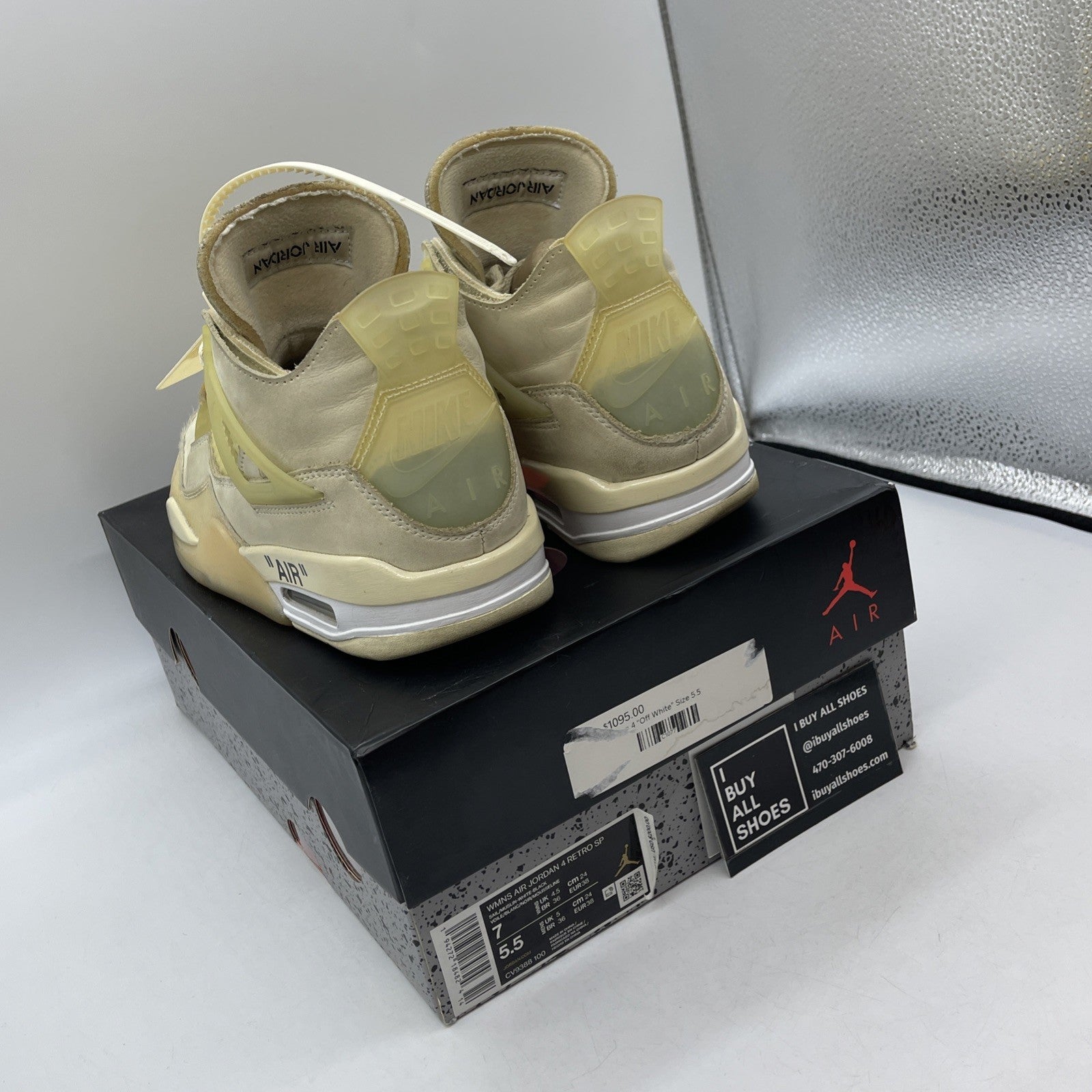 Size 7W - Jordan 4 SP x Off-White Mid Sail Suede Leather (CV9388-100)