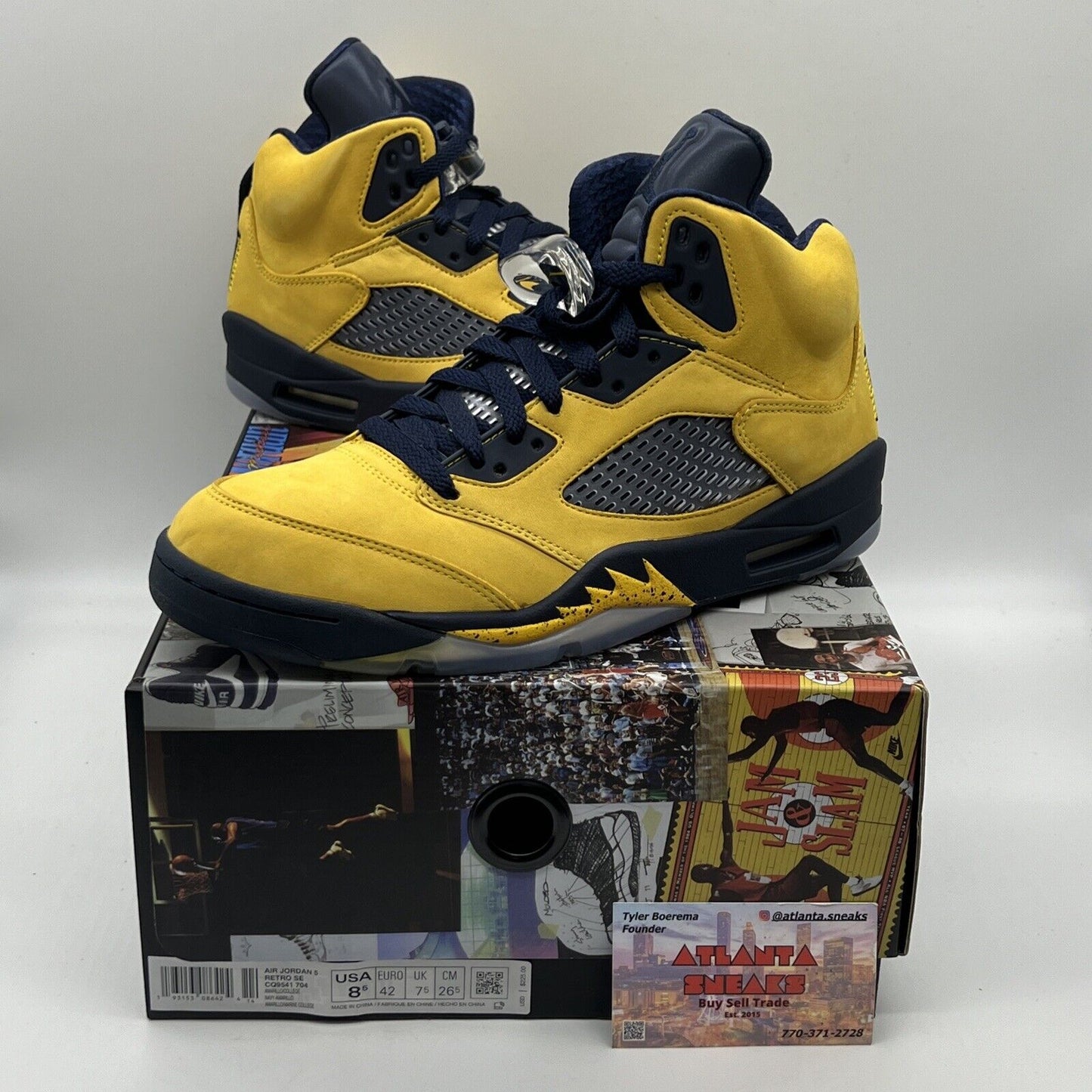 Size 8.5 - Air Jordan 5 Retro SP Michigan Brand New Og All Yellow Navy Black DS