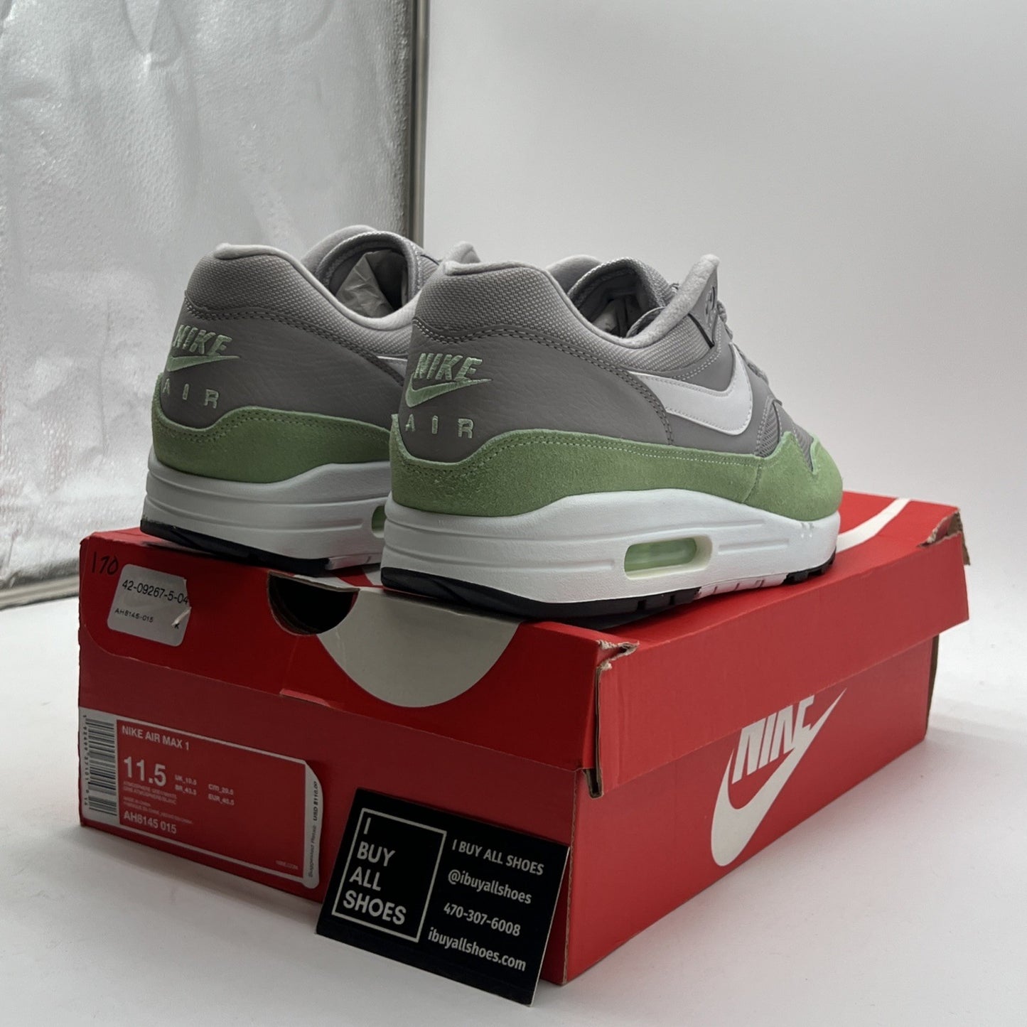 Size 11.5 - Nike Air Max 1 Grey Mint (AH8145-015)