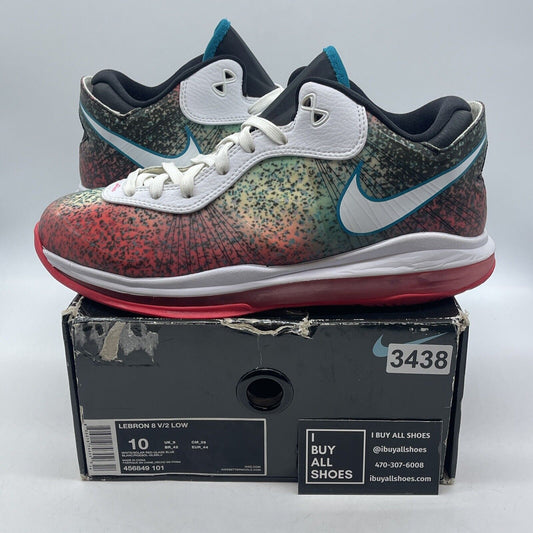 Size 10 - Nike Lebron 8 V/2 2011 Low Miami Night Black White Leather -456849-101