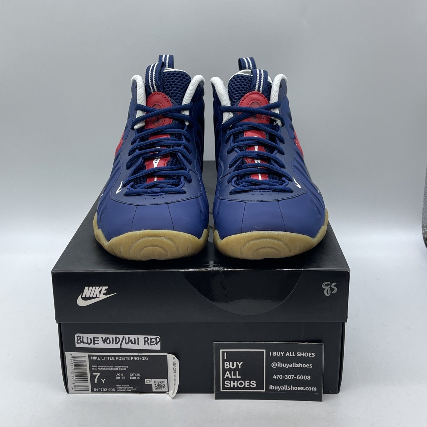 Size 7Y (GS) - Nike Little Posite Pro Mid USA Blue Red White (644792-405)