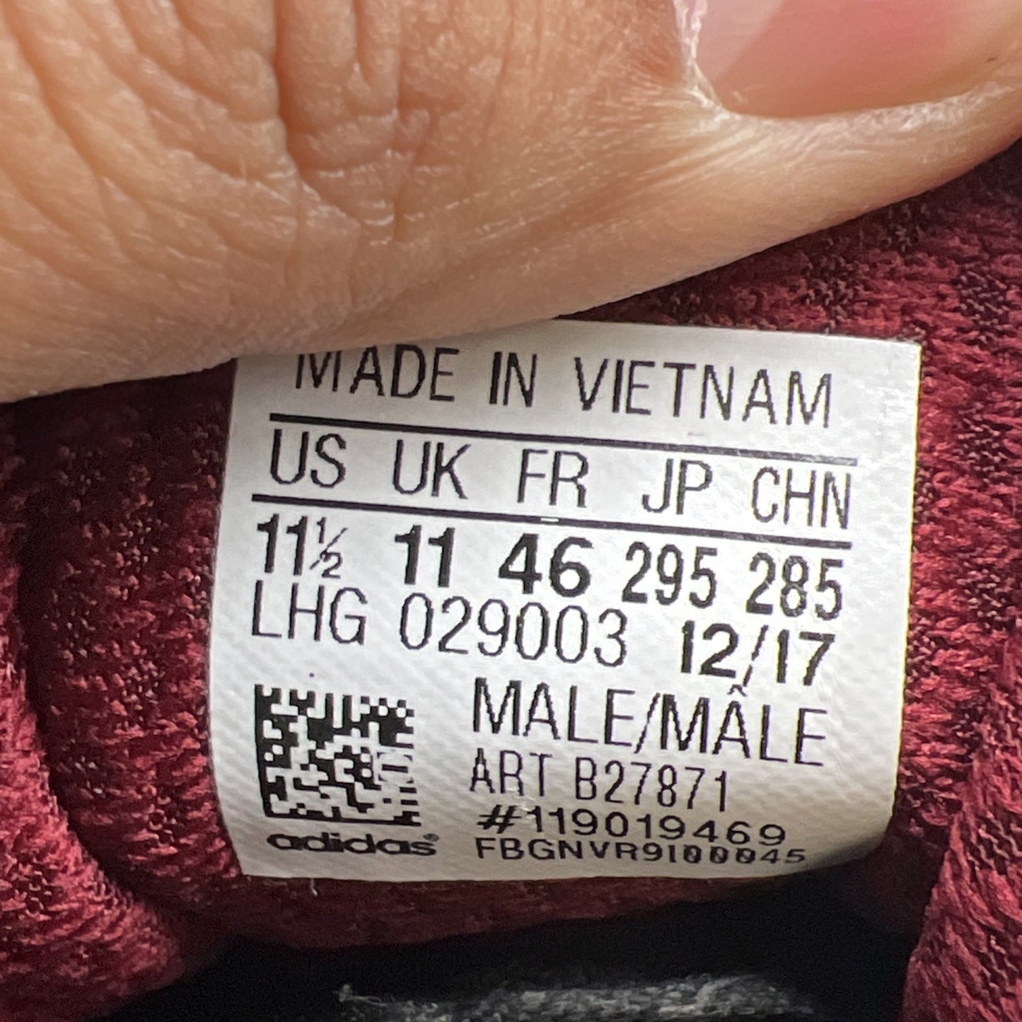 Size 11.5 - Adidas I-5923 Collegiate Burgundy (B27871)