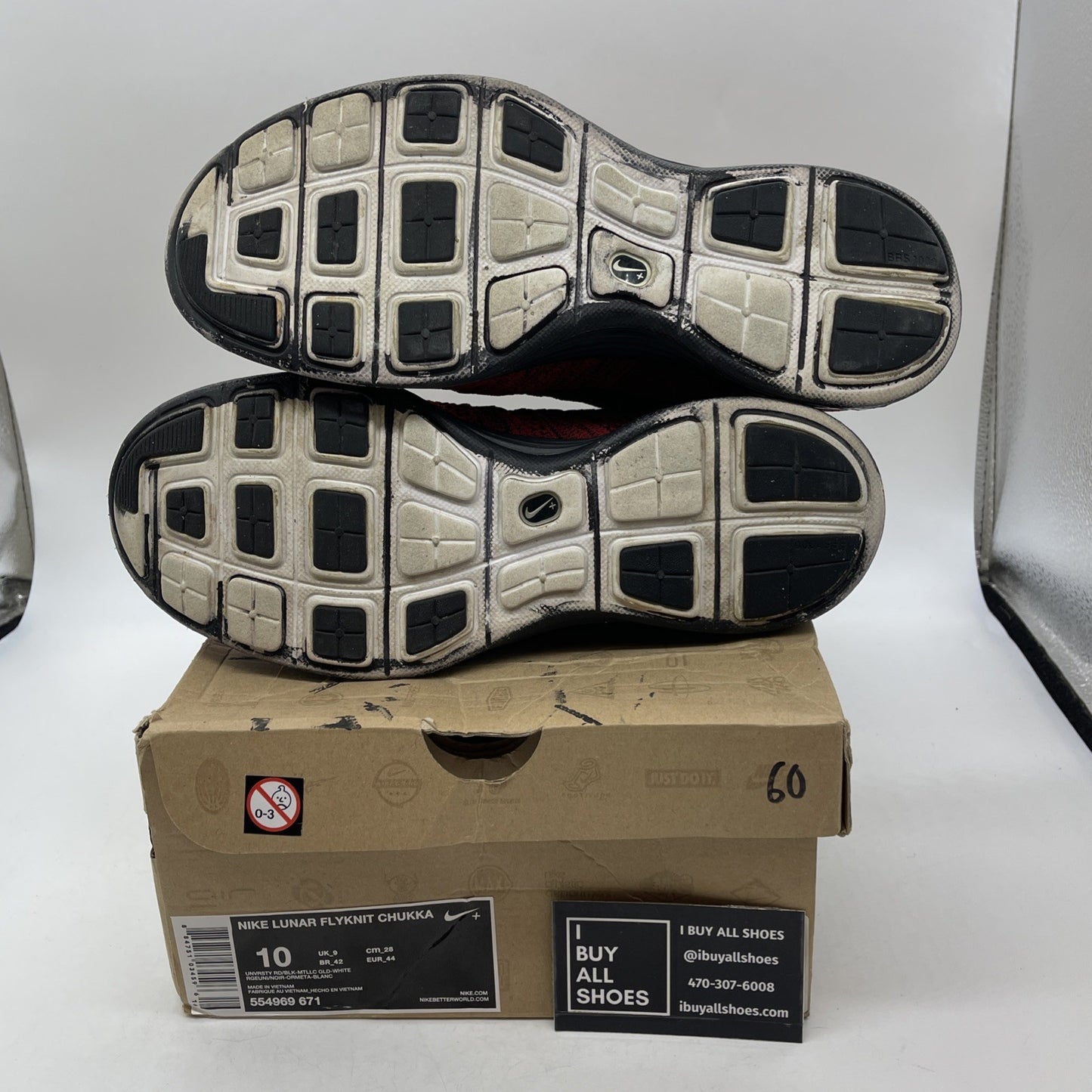 Size 10 - Nike Lunar Flyknit Chukka University Red (554969-671)