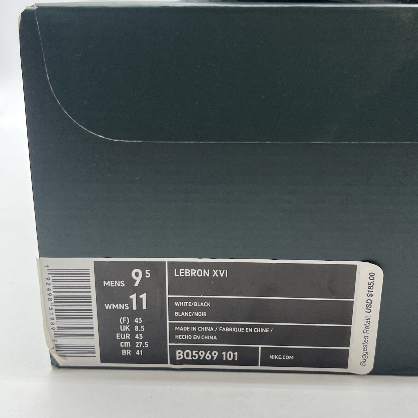 Size 9.5 - Nike LeBron 16 Equality - Black White (BQ5969-101)