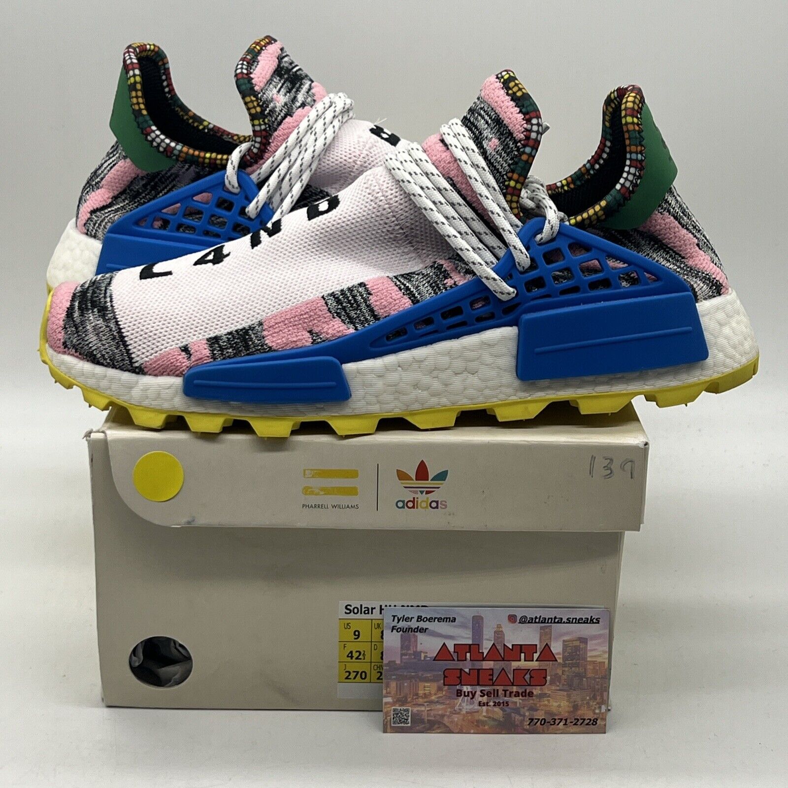 Size 9 - adidas Pharrell x NMD Human Race Trail Solar Pack Blue White Yellow