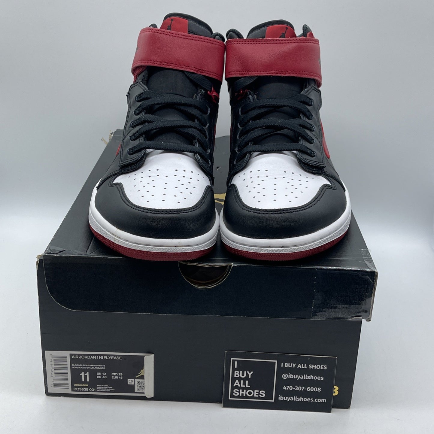 Size 11 - Air Jordan 1 FlyEase High Black Toe White Leather (CQ3835-001)