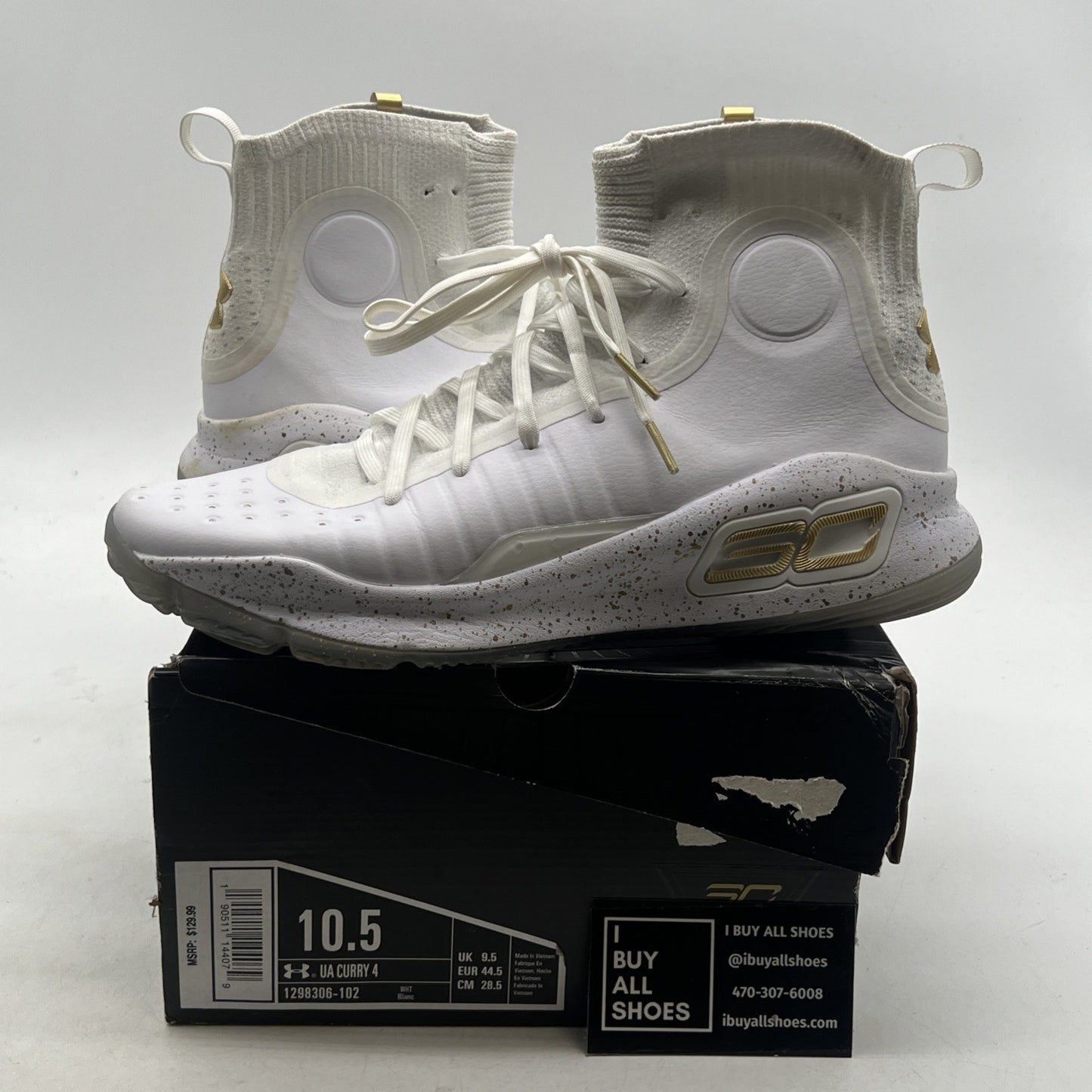 Size 10.5 - Under Armour Curry 4 2017 White Gold (1298306-102)