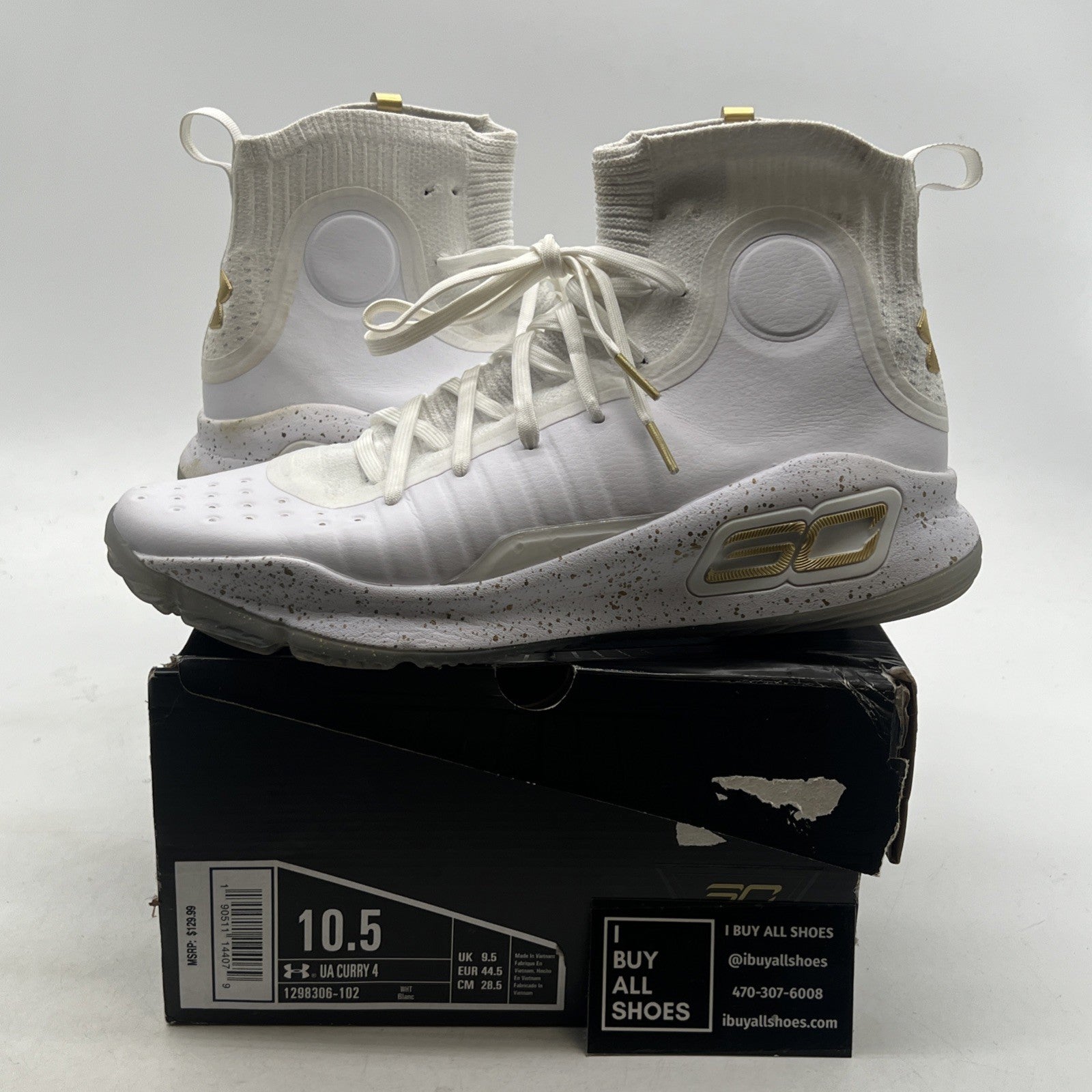 Size 10.5 - Under Armour Curry 4 2017 White Gold (1298306-102)