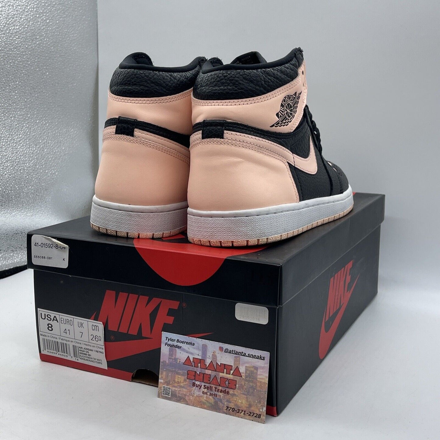 Size 8 - Air Jordan 1 Retro OG High Crimson Tint Black Pink Leather (555088-081)