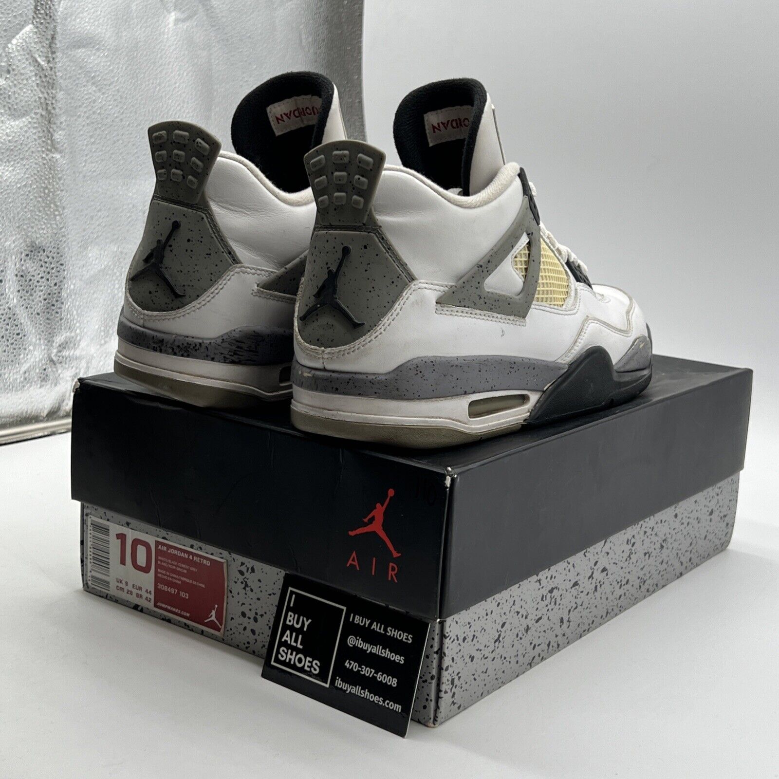 Size 10 - Air Jordan 4 Retro Cement 2012 (308497-103)