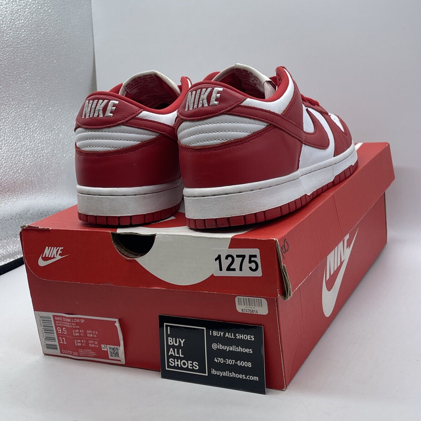 Size 9.5 - Nike Dunk Low Retro St John Red White Suede Leather (CU1726-100)