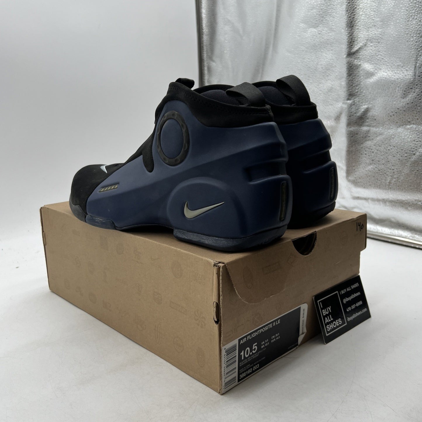Size 10.5 - Nike Air Flightposite 2 Black Midnight Navy (386160-003)