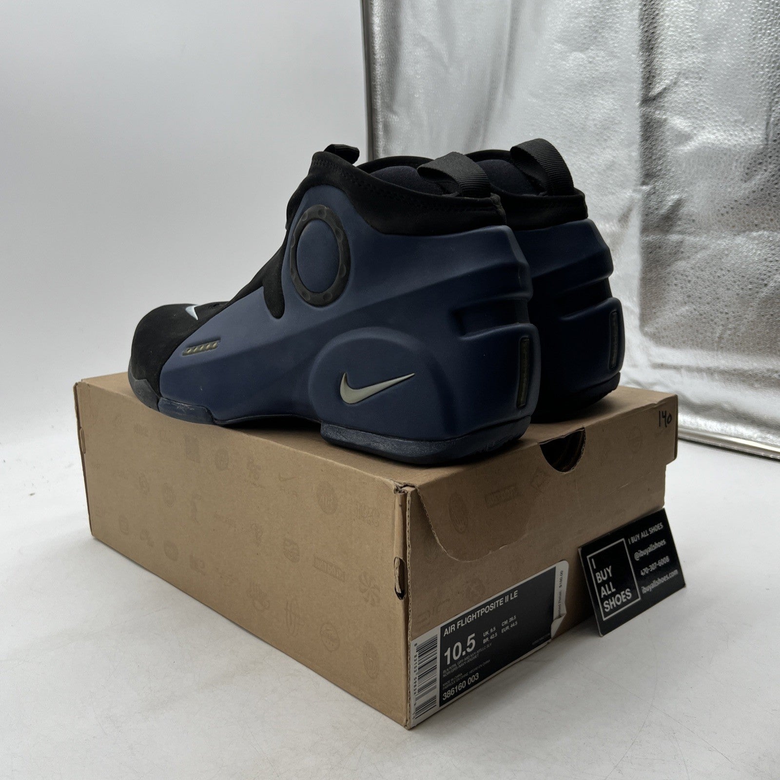 Size 10.5 - Nike Air Flightposite 2 Black Midnight Navy (386160-003)