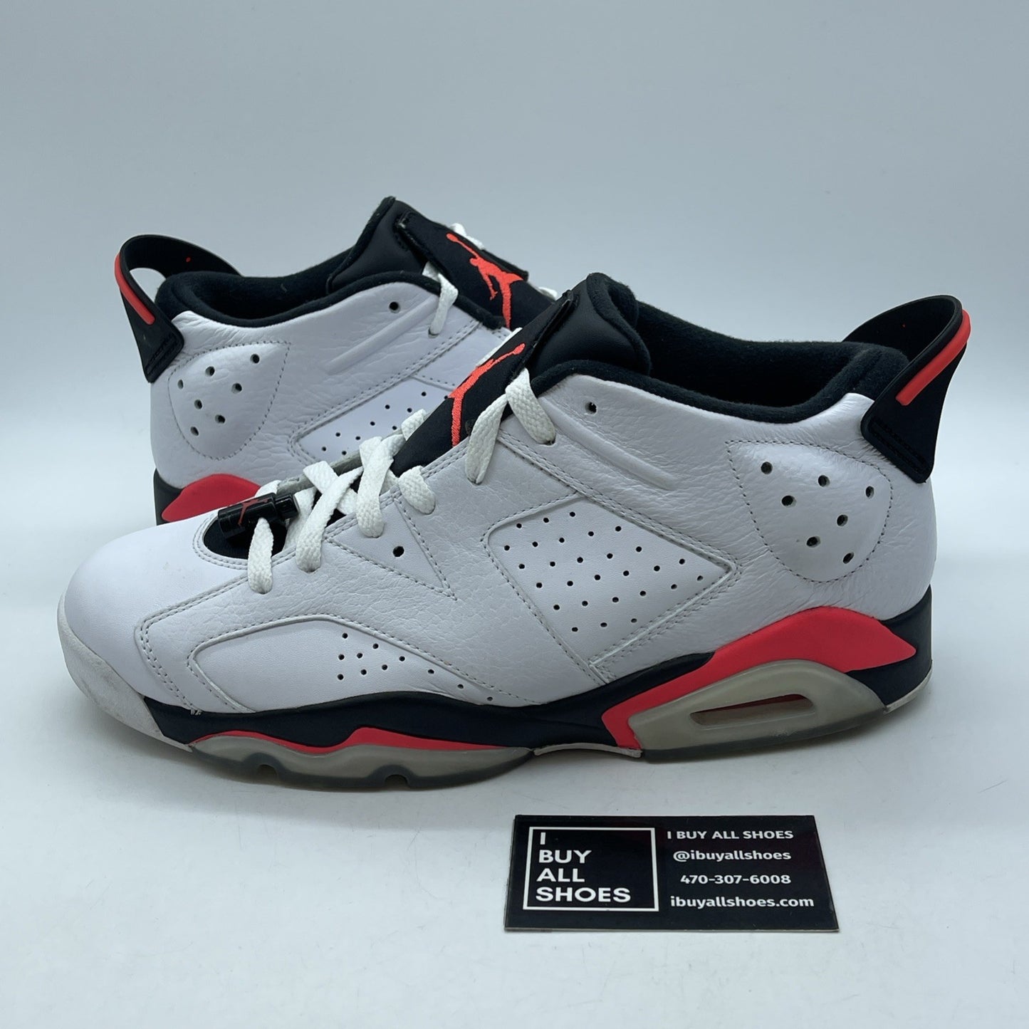 Size 9.5 - Air Jordan 6 Low White Infrared Black Leather (304401-123)