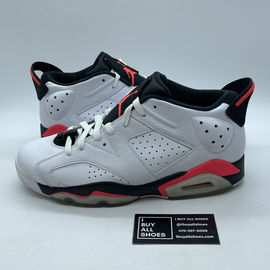 Size 9.5 - Air Jordan 6 Low White Infrared Black Leather (304401-123)