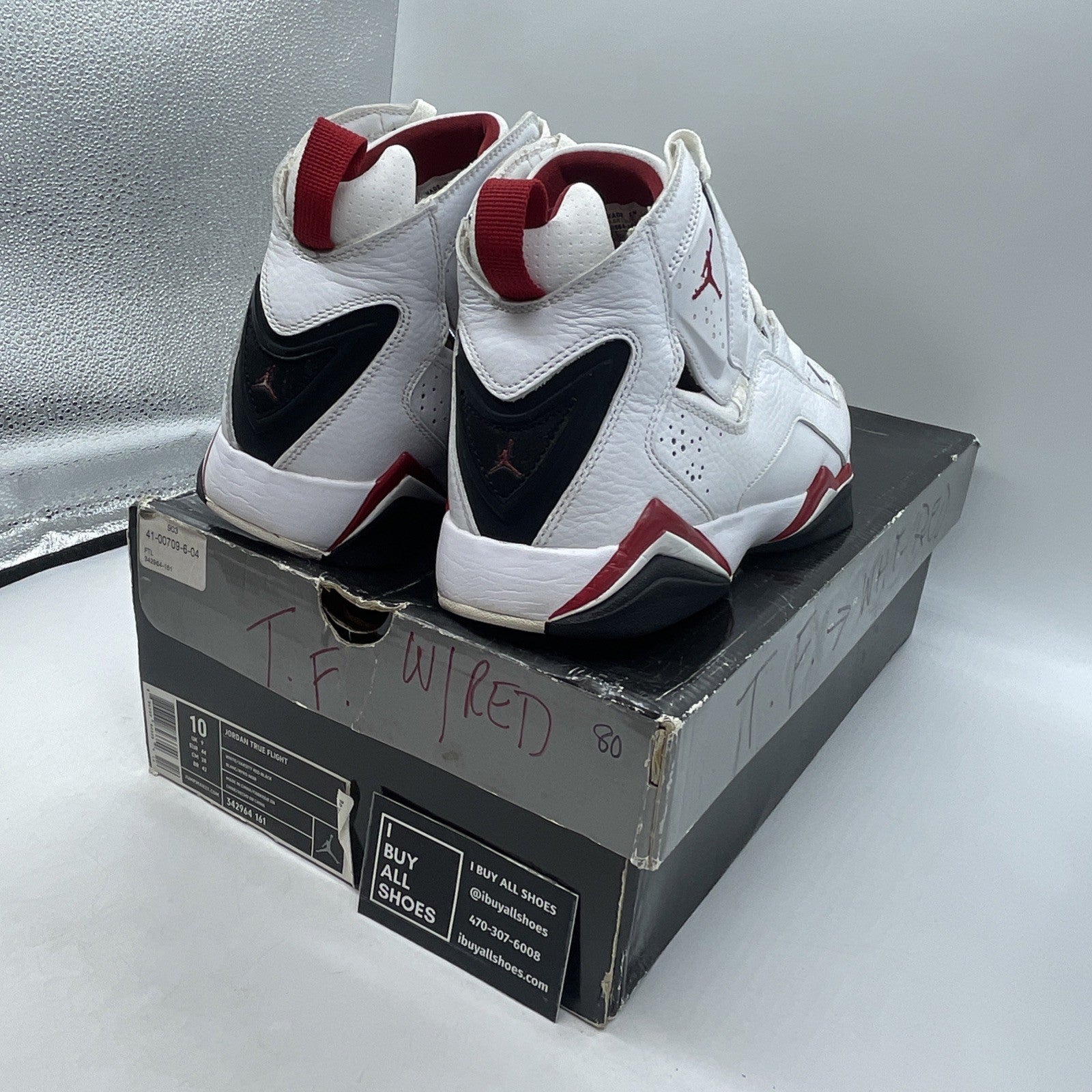 Size 10- Air Jordan True Flight White Red (343795-161)