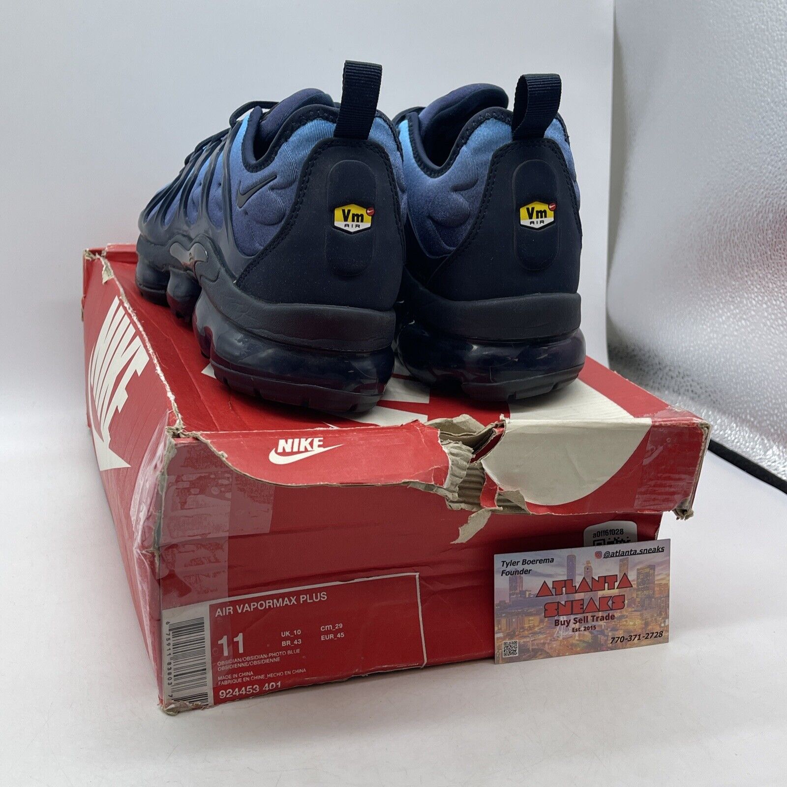 Size 11 - Nike Air VaporMax Plus Photo Blue Suede Lather (924453-401)