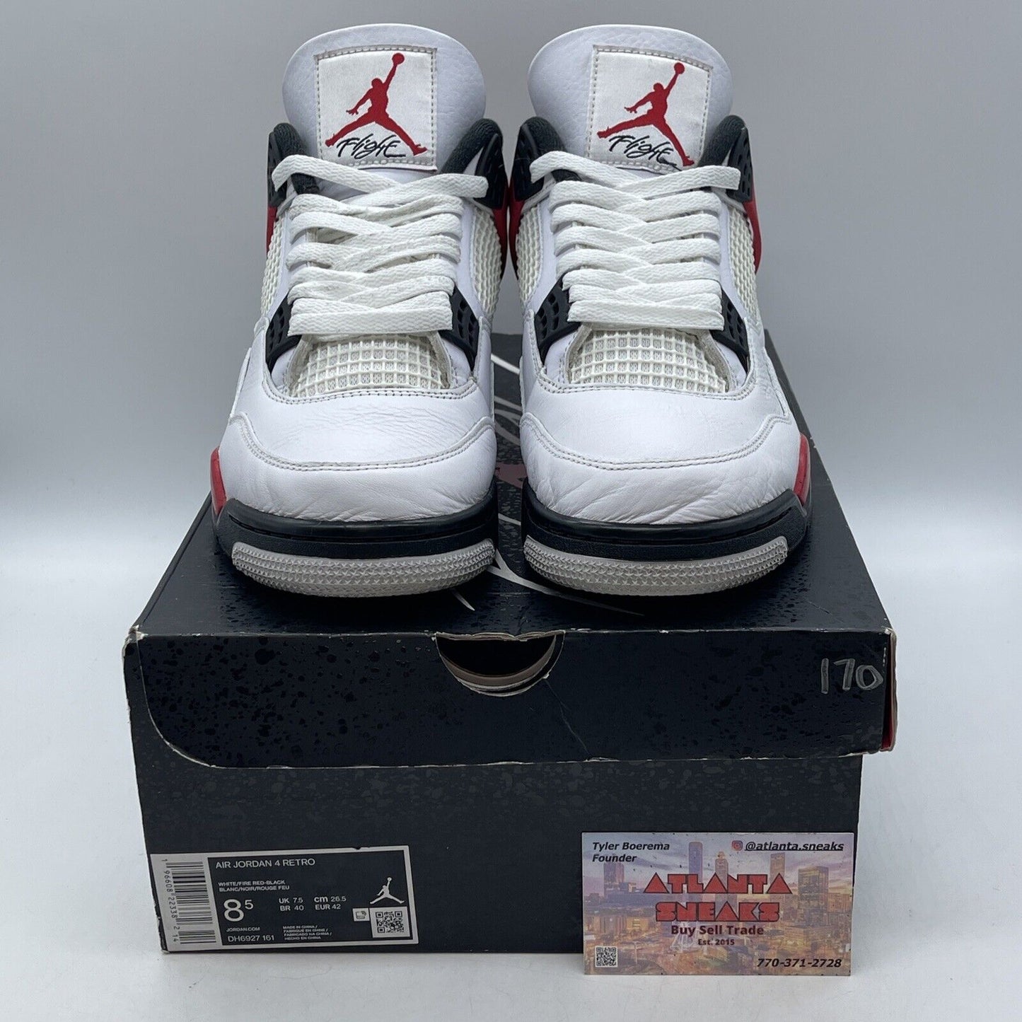 Size 8.5 - Jordan 4 Retro Mid Red Cement Red Black White Leather (DH6927-161)