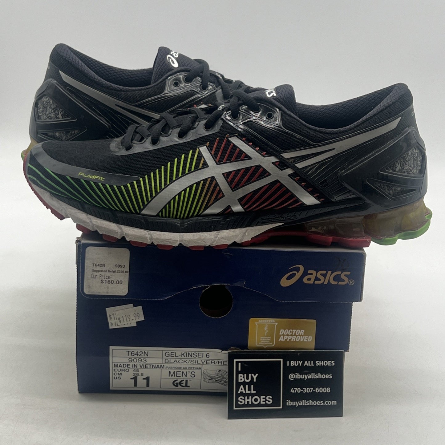 Size 11 - ASICS Gel Kinsei 6 Black Running Shoes (T642N-9093)