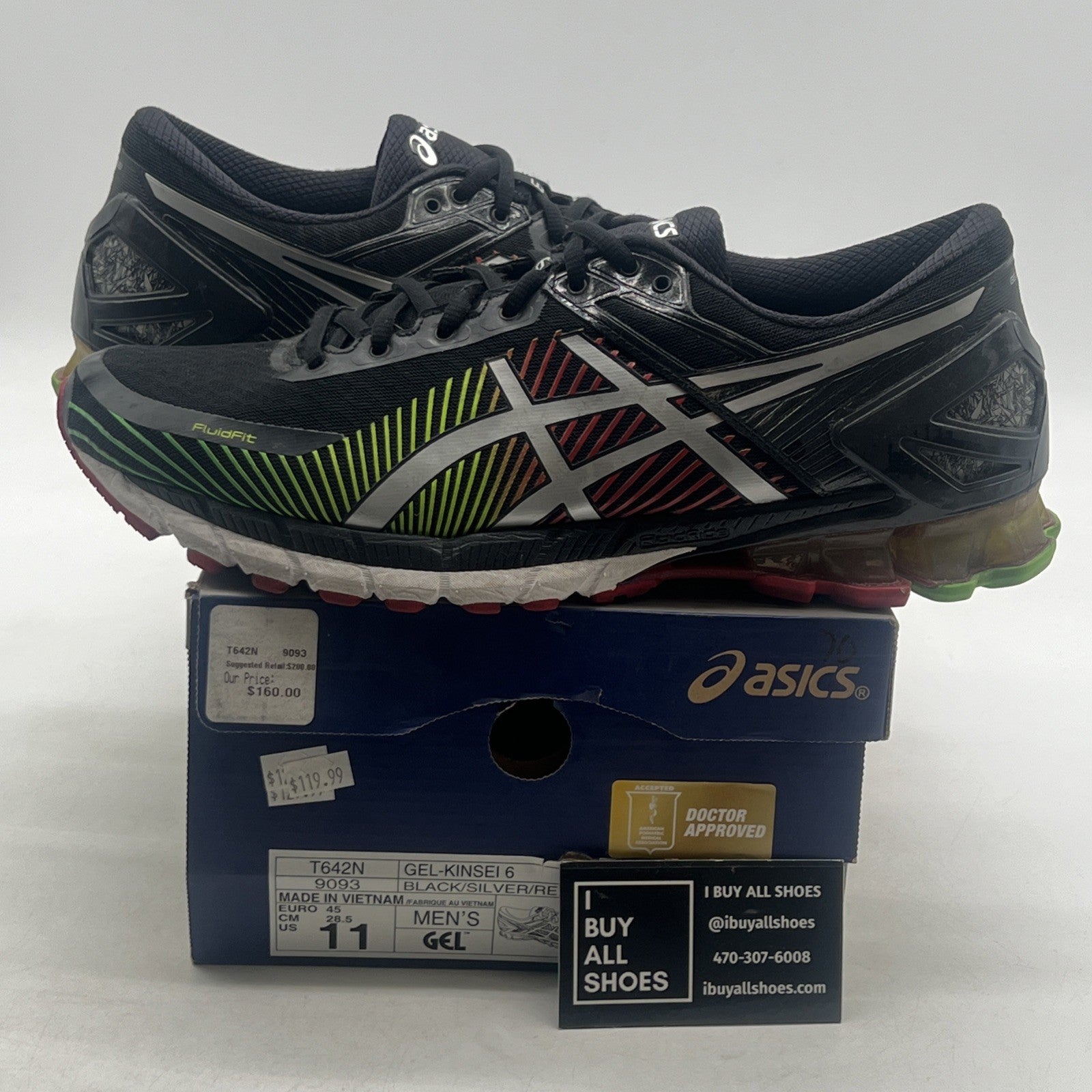 Size 11 - ASICS Gel Kinsei 6 Black Running Shoes (T642N-9093)