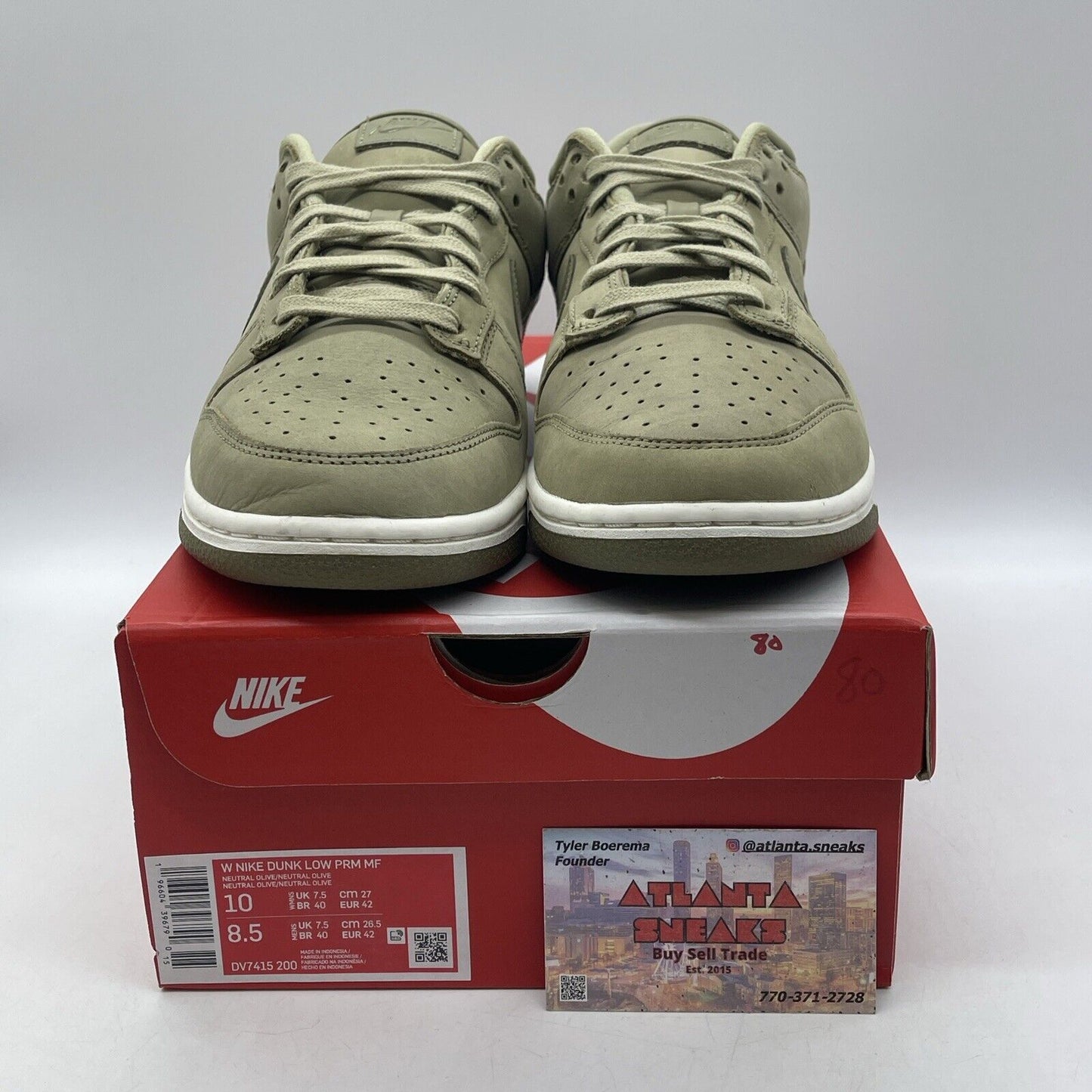 Size 10W- Nike Dunk Premium Low Neutral Olive Suede White Leather (DV7415-200)