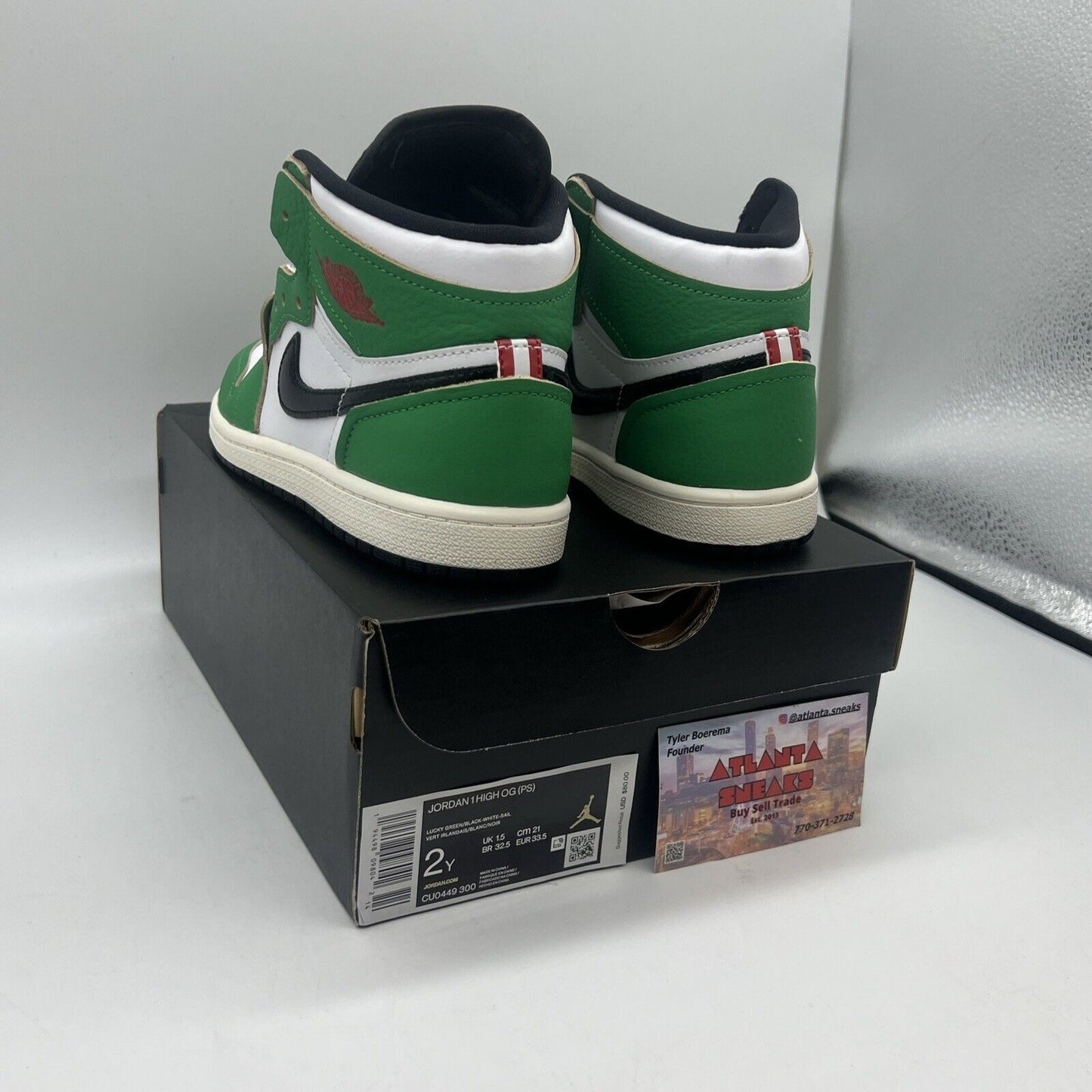 Nike Air Jordan 1 High OG Preschool (PS) Lucky Green SIZE 2Y CU0449-300 Og All