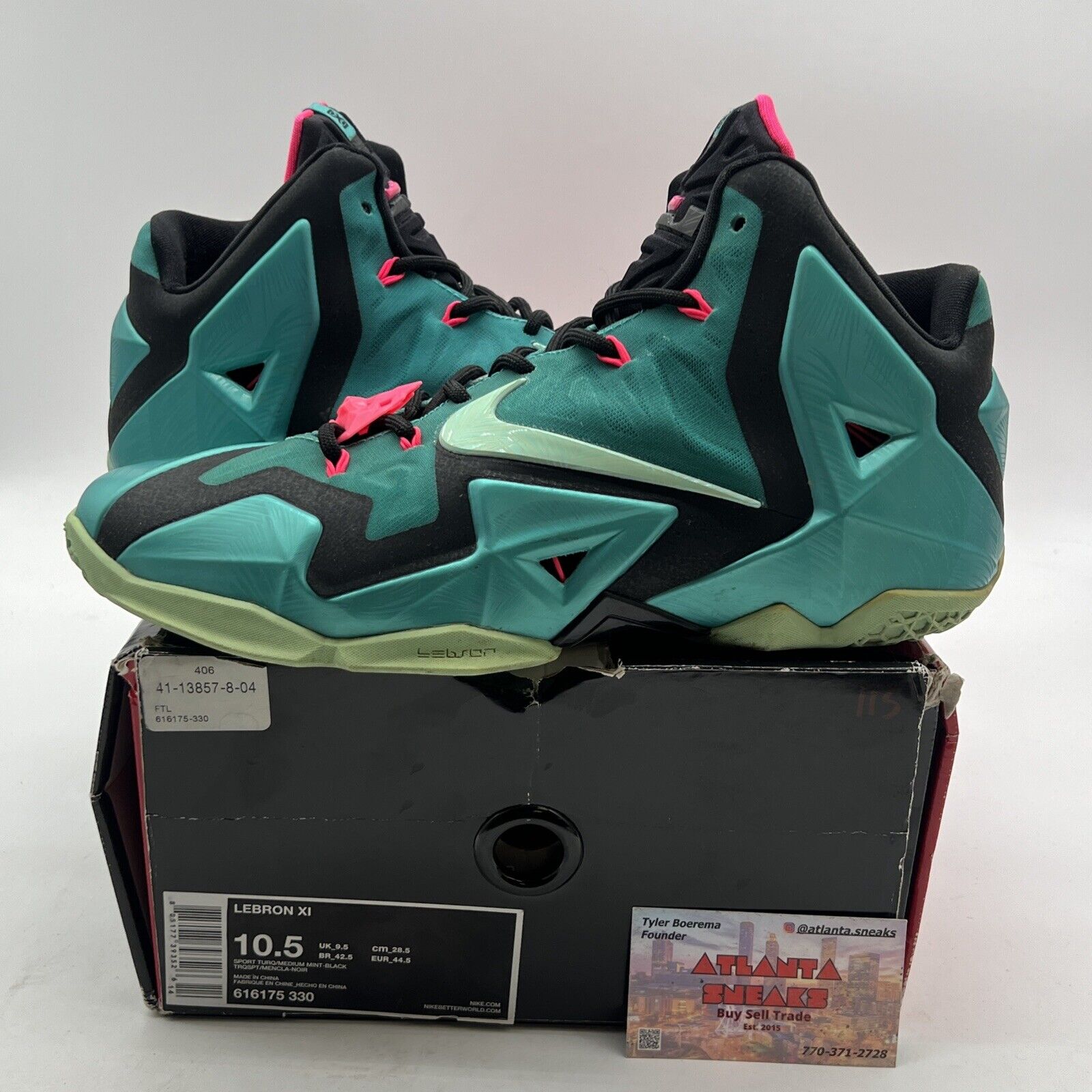 Size 10.5 - Nike LeBron 11 South Beach (616175-330)