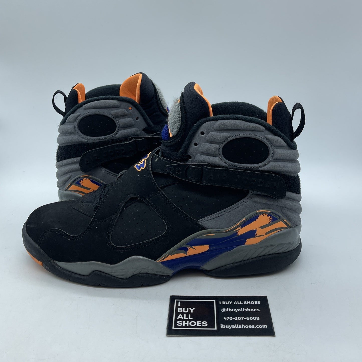 Size 9 - Air Jordan 8 Retro Phoenix Suns Grey Black Suede (305381-043)