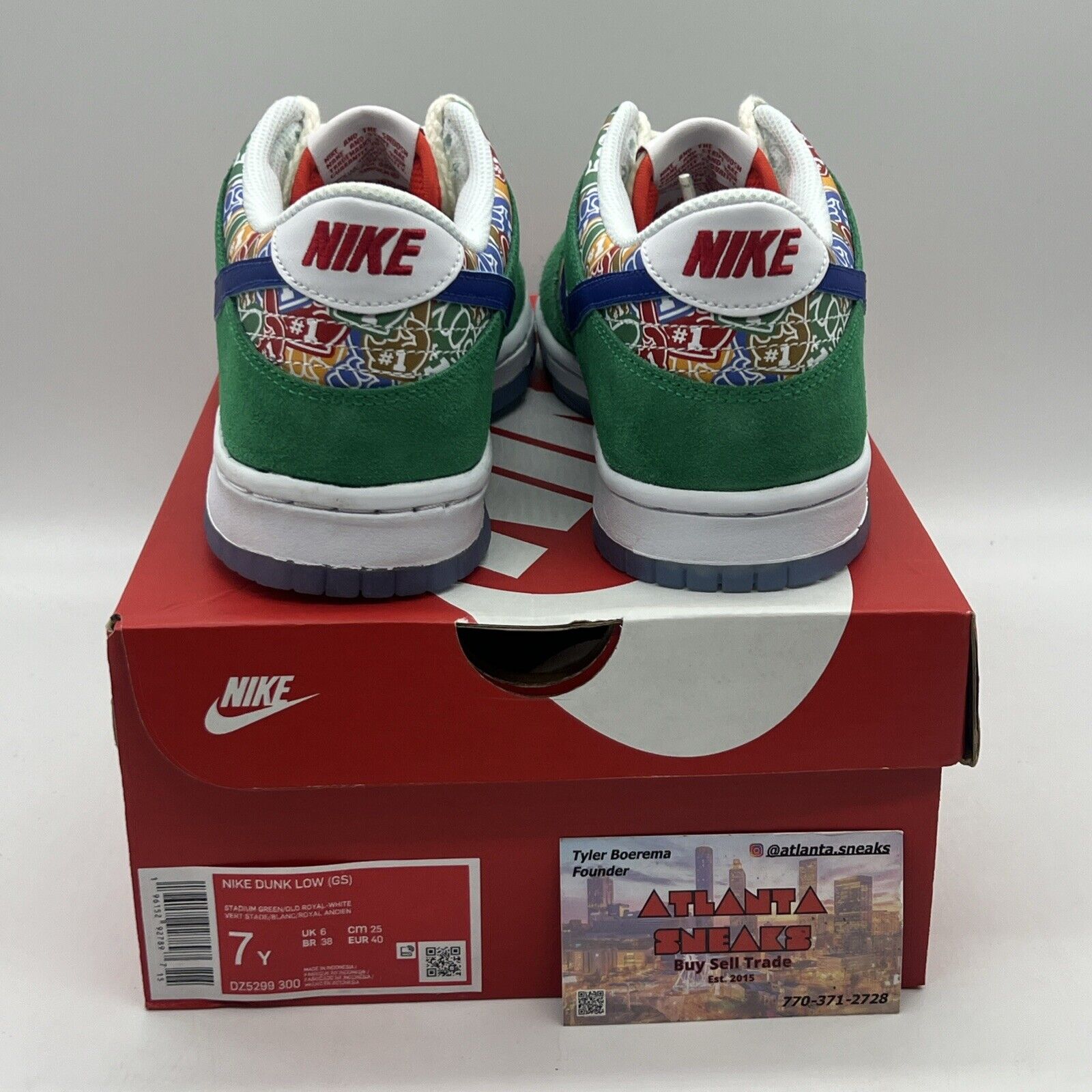 Size 7Y - Nike Dunk Low Foam Finger Brand New Og All Green White Red Blue