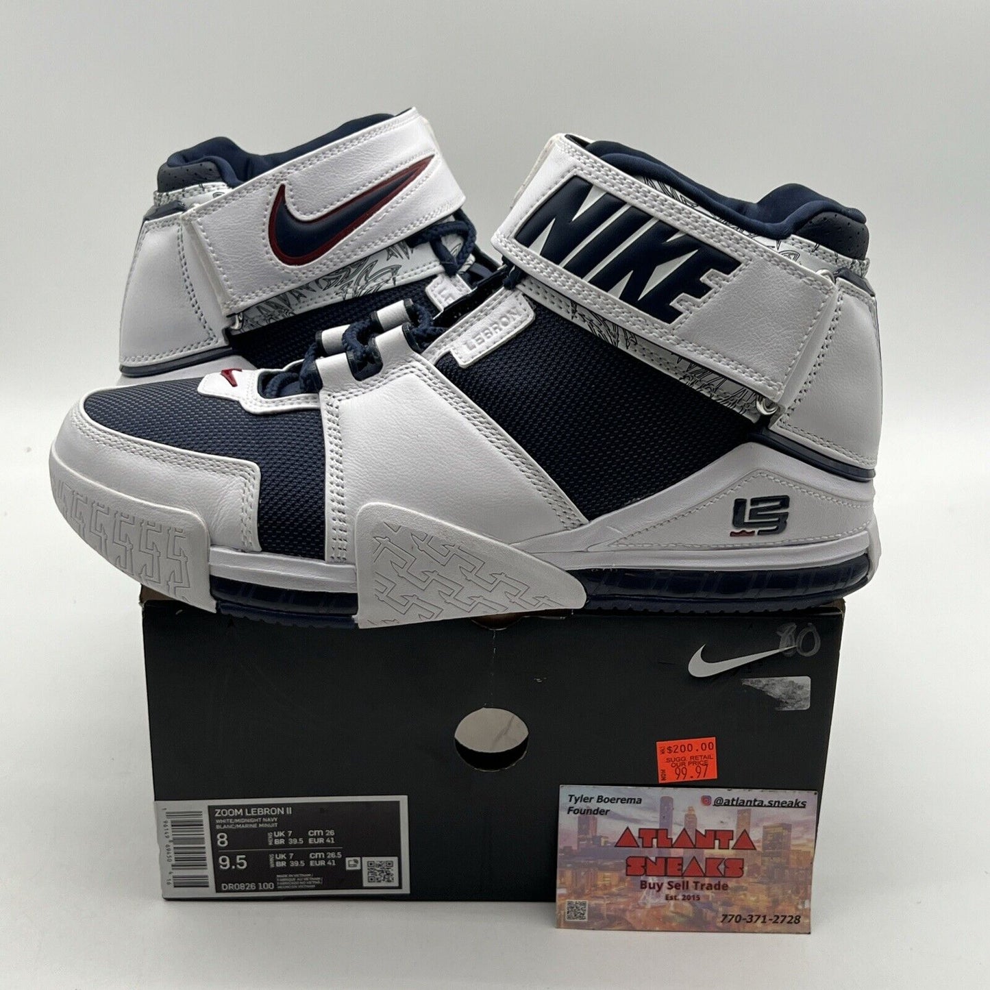 Size 8 - Nike Zoom LeBron 2 Retro 2022 USA White Leather (DR0826-100)