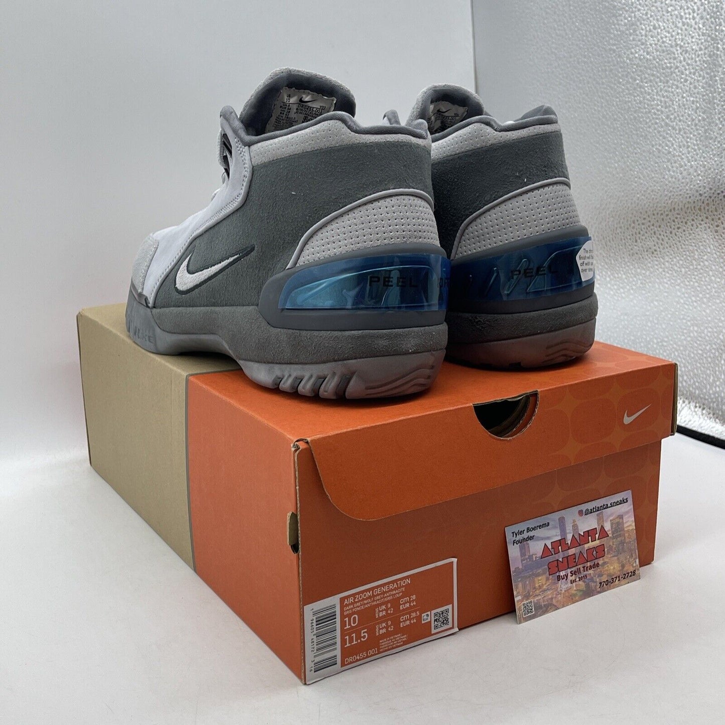 Size 10 - Nike Air Zoom Generation Retro Dark Grey Black Suede (DR0455-001)