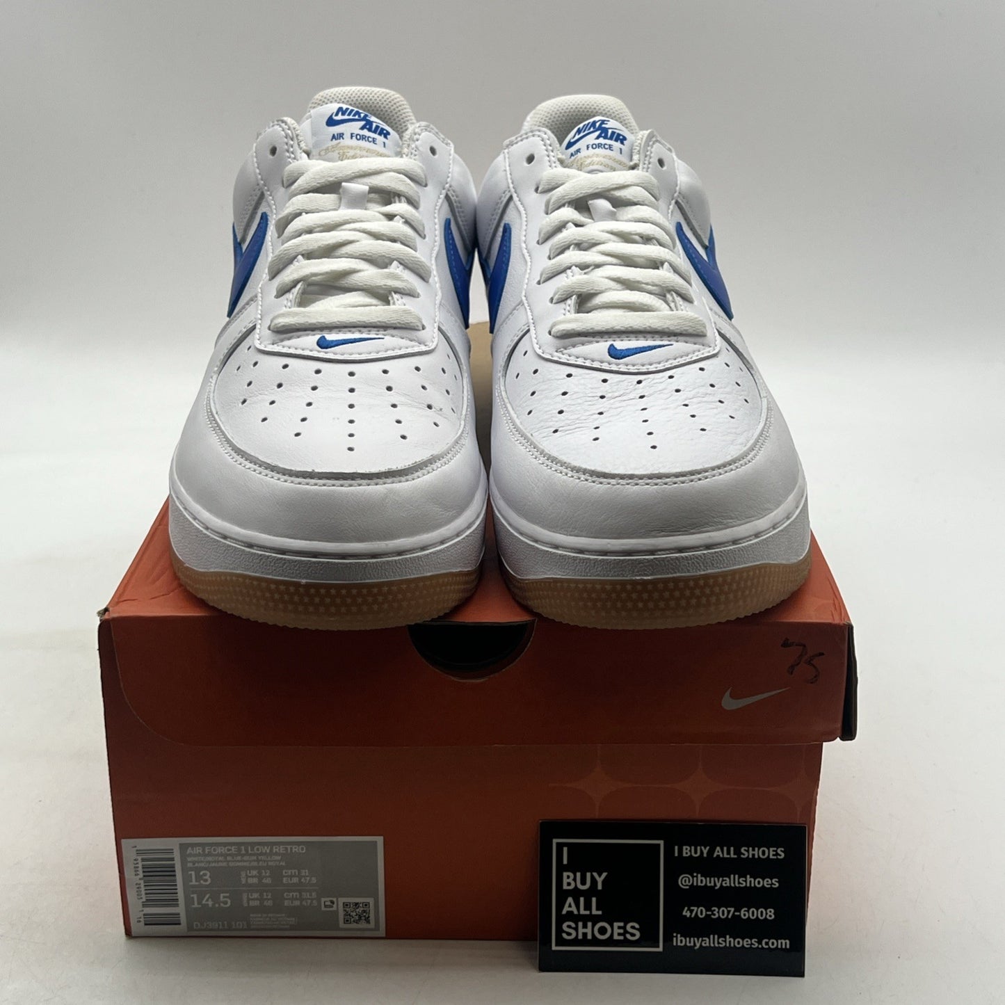 Size 13 -Nike Air Force 1 Low Color of the Month - White Royal Blue (DJ3911-101)