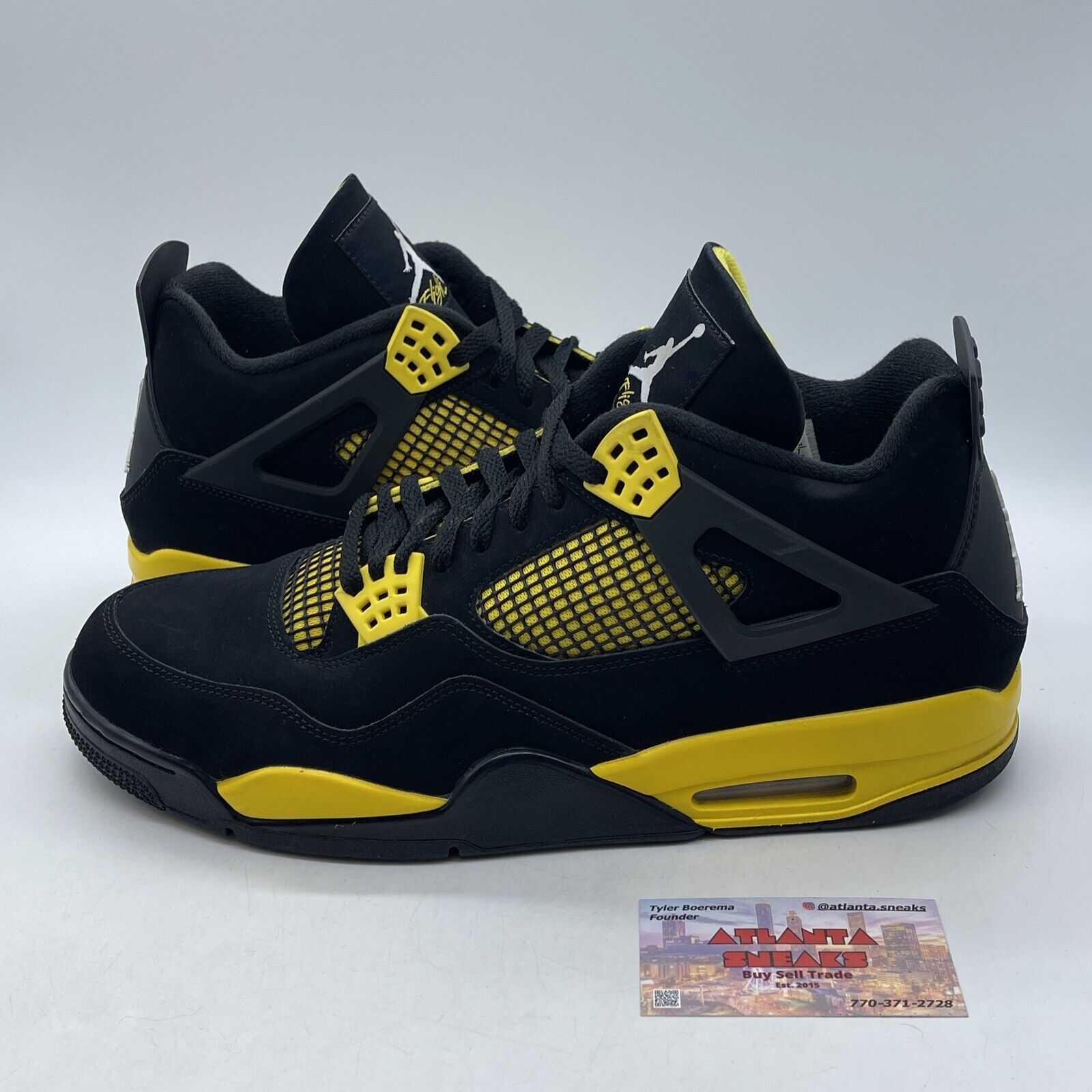 Size 14 - Jordan 4 Retro Mid Thunder White Yellow Black Suede Leather DH6927-016