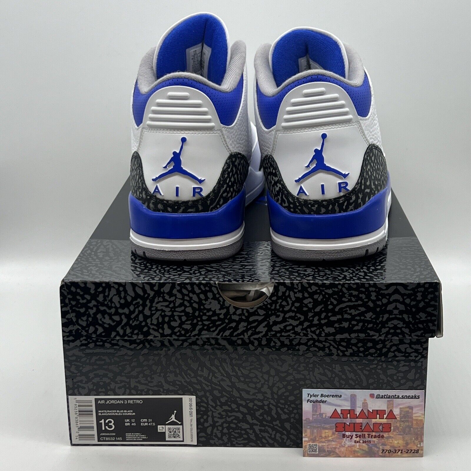 Size 13 - Jordan 3 Retro Mid Racer Blue Brand New Og All White