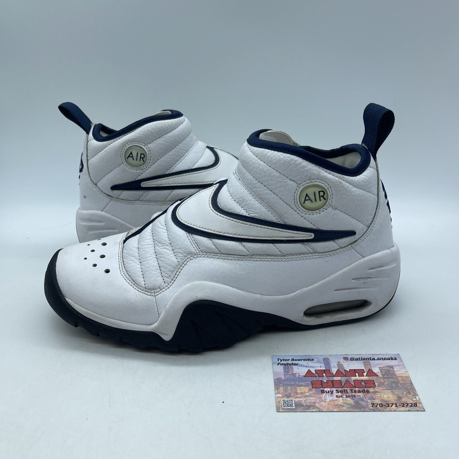 Size 8 - Nike Air Shake Ndestrukt White Navy Black Leather (880869-102)