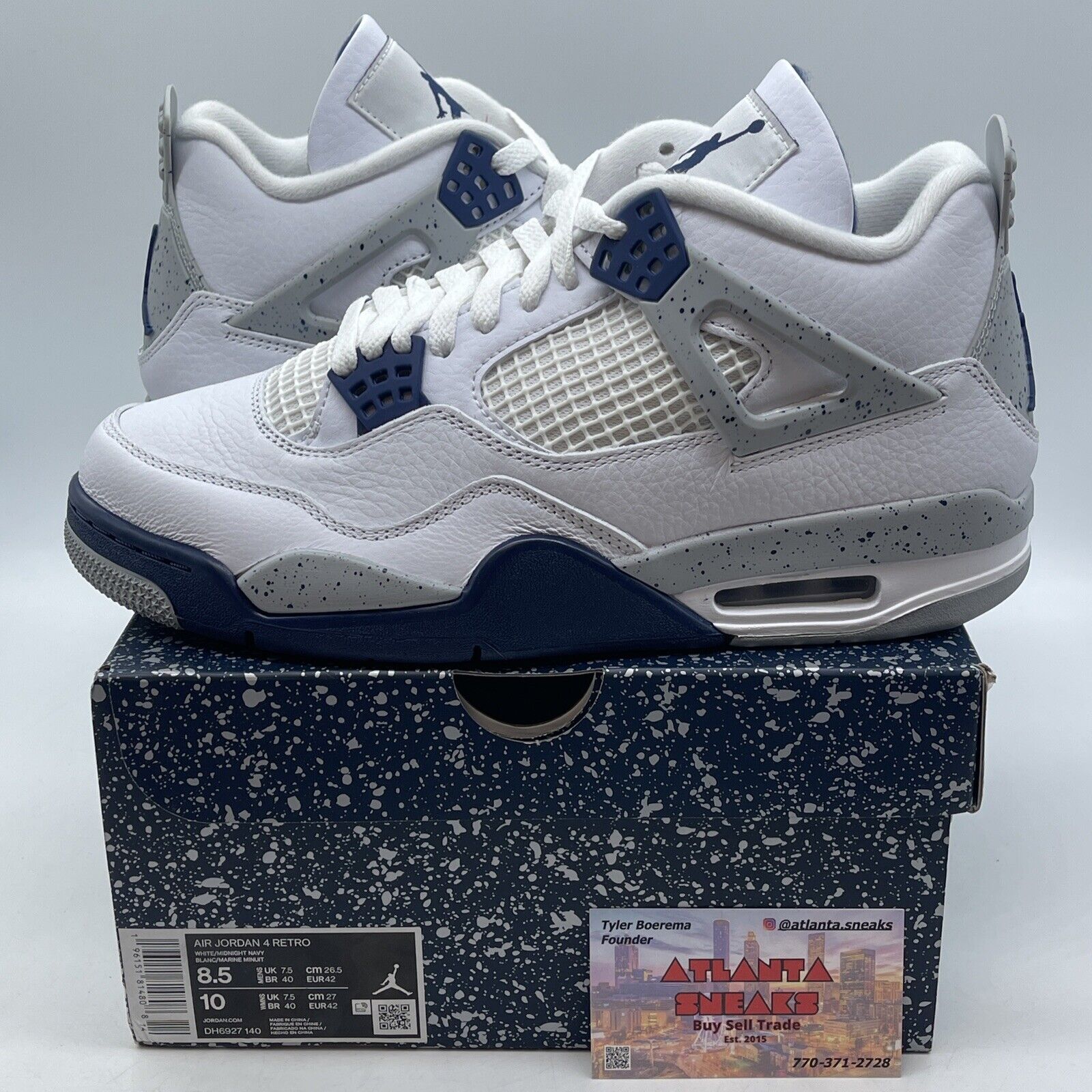 Size 8.5 - Jordan 4 Retro Mid Midnight Navy White Grey Leather (DH6927-140)